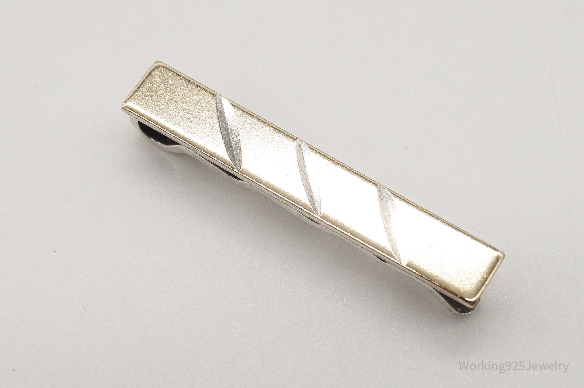 Rare Vintage Norway Modernist Aksel Holmsen Two Tone Sterling Silver Tie Clip