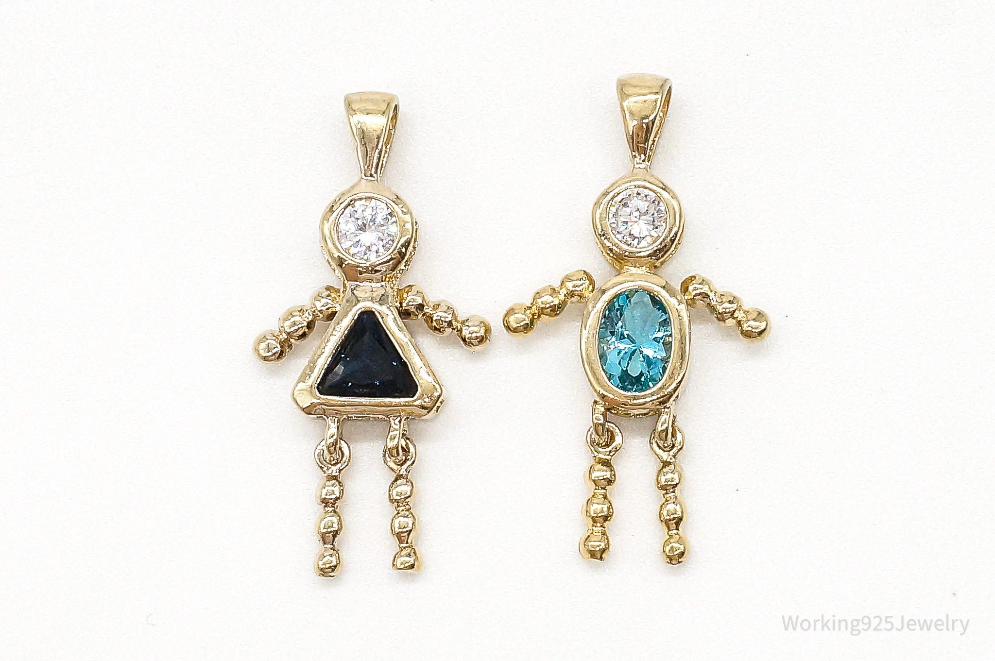 Gold Vermeil Cubic Zirconia Blue Topaz Sapphire Sterling Silver Pendants