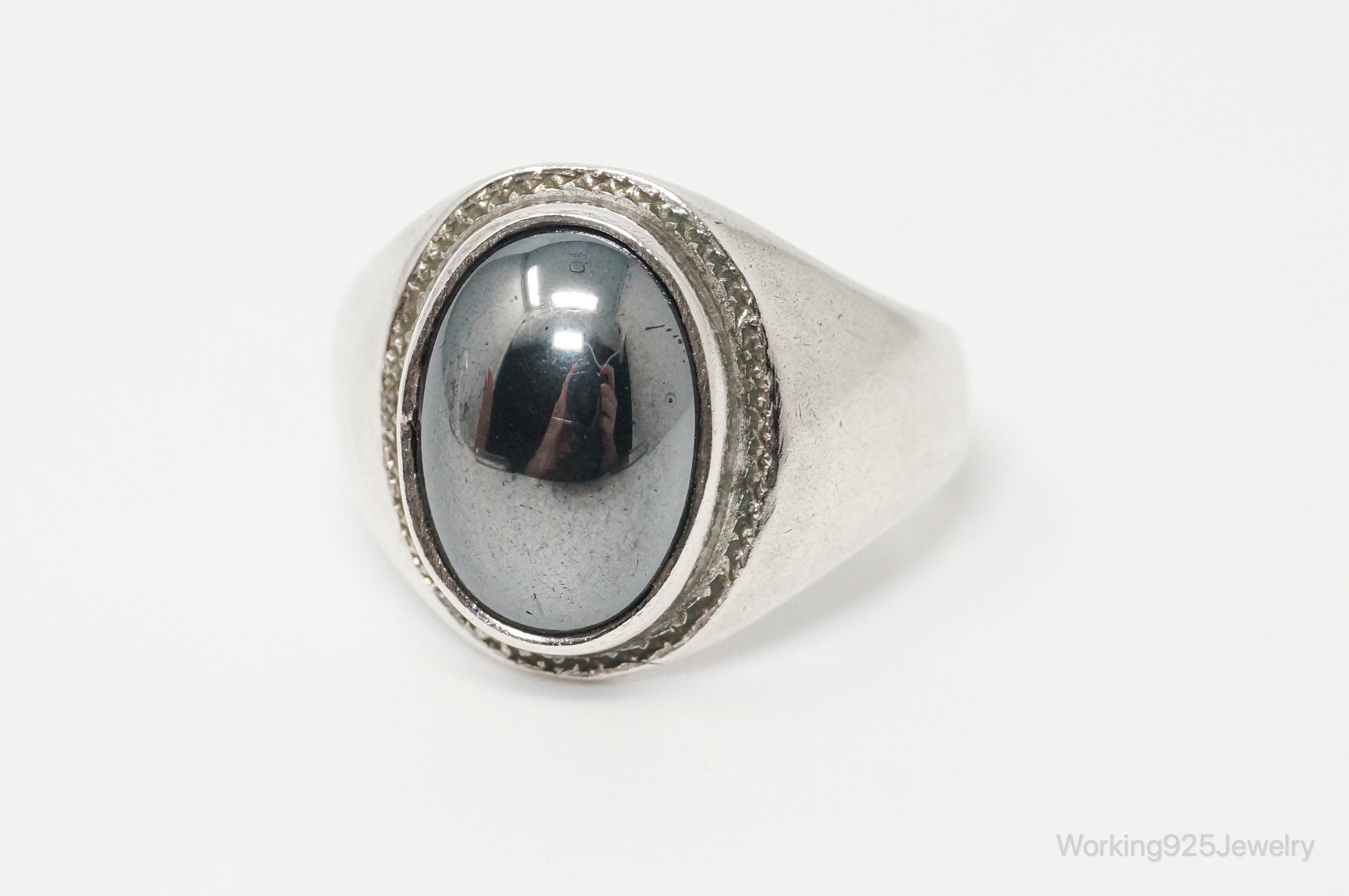 Vintage Hematite Sterling Silver Ring - Size 9.25