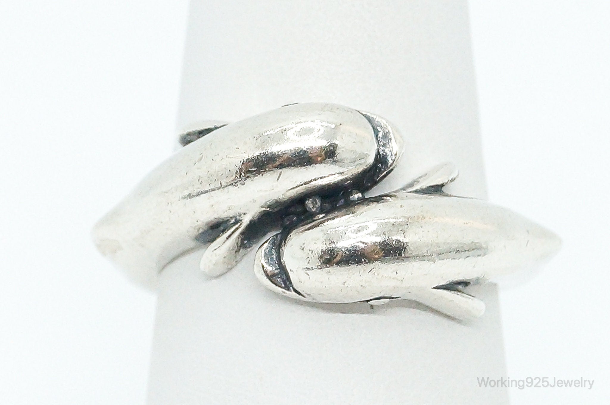 Vintage Dolphins Sterling Silver Ring - Size 7