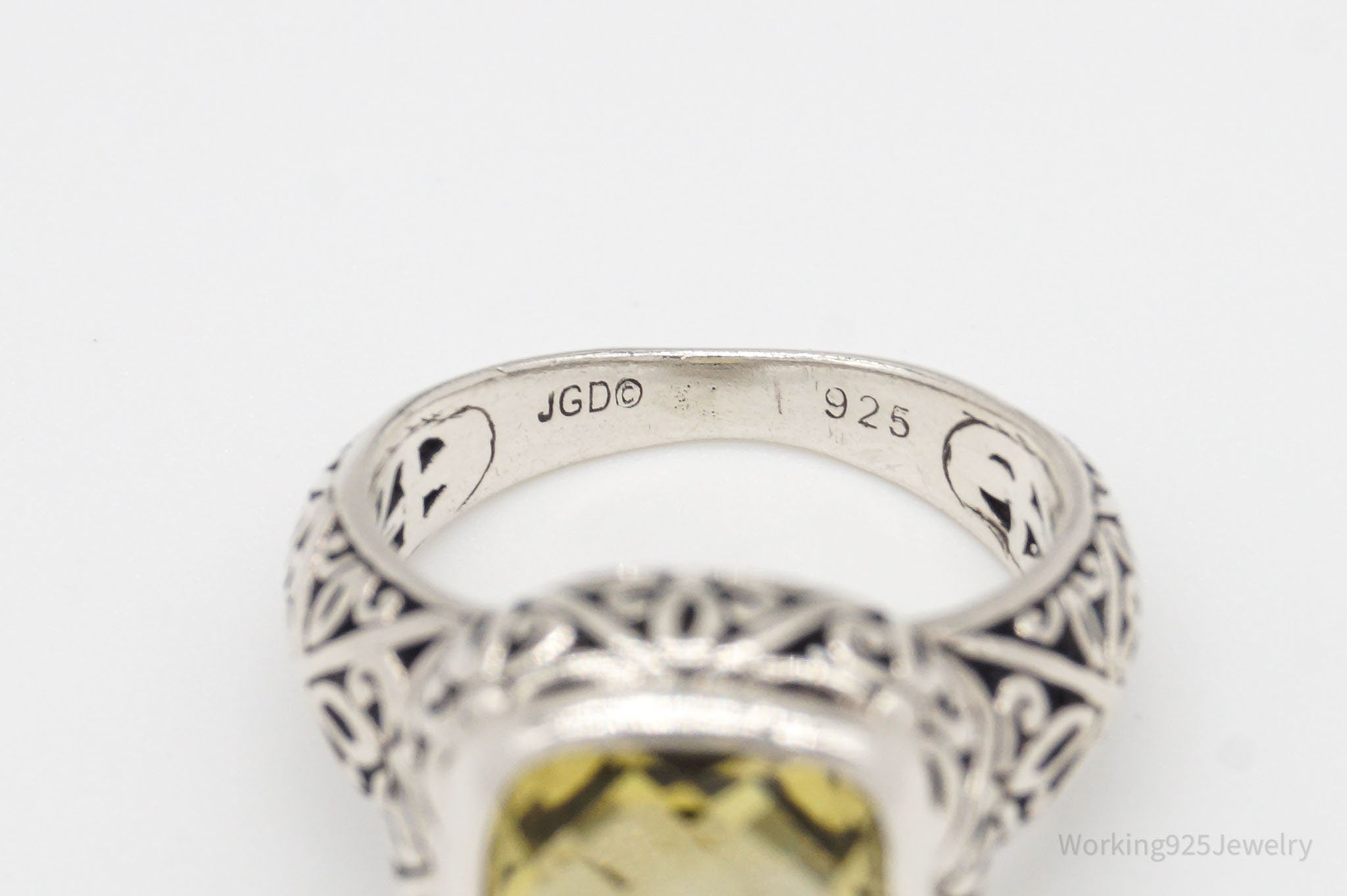 Vintage Janice Girardi Lemon Quartz Sterling Silver Ring - Size 7.75