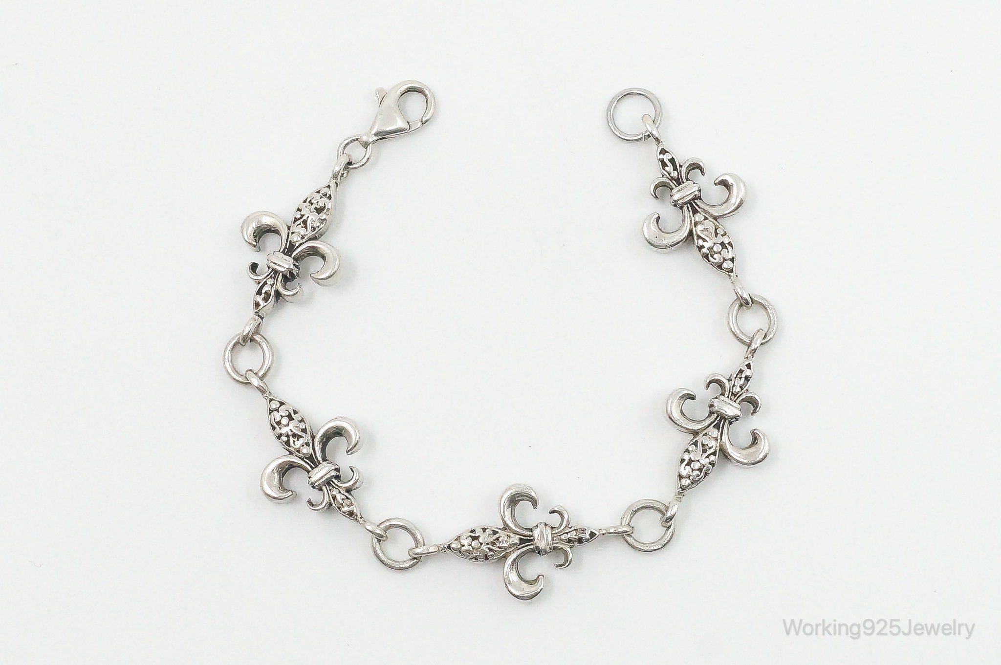 Vintage Fleur De Lis Sterling Silver Bracelet