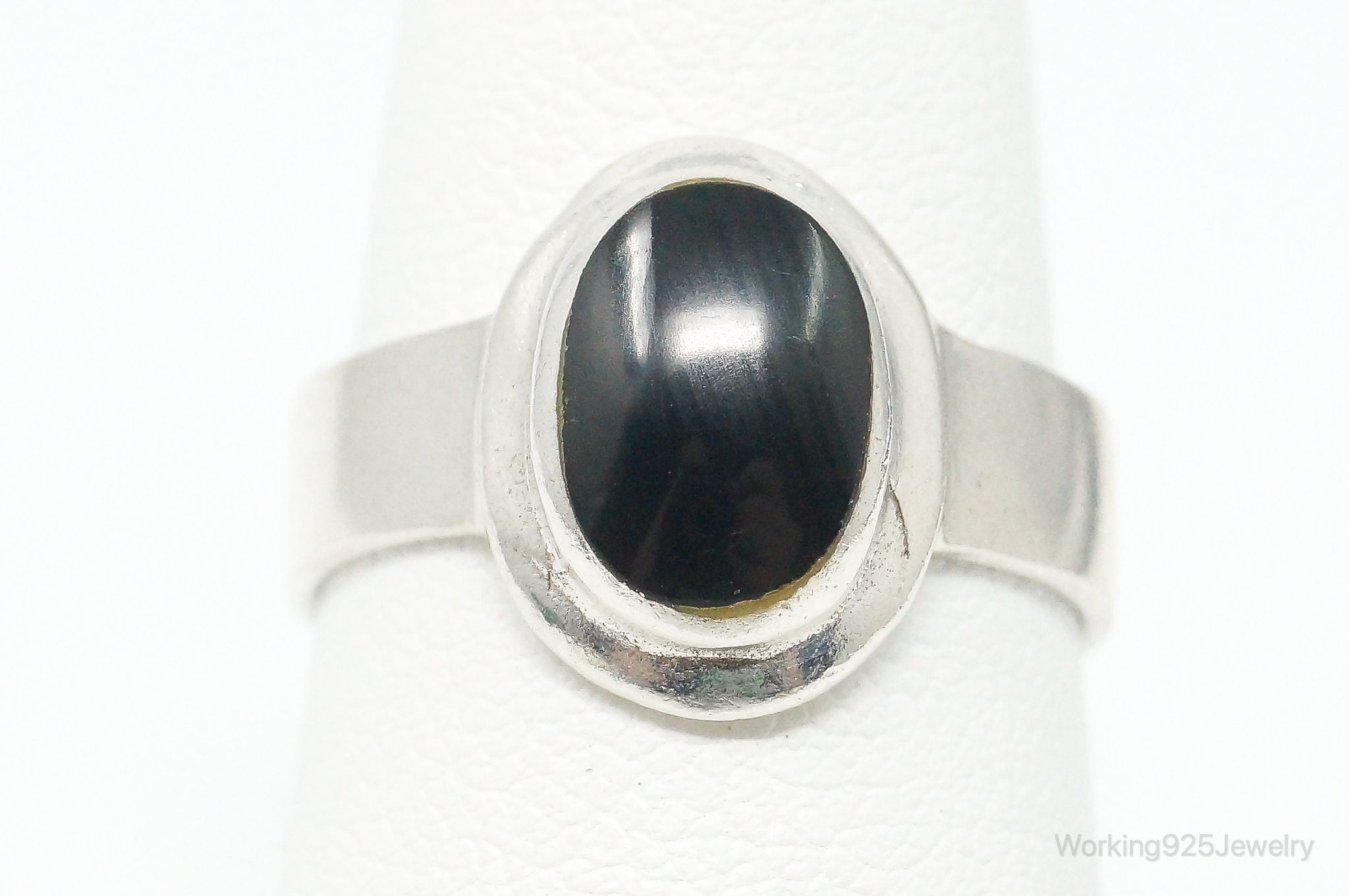 Vintage Black Onyx Sterling Silver Ring - Size 6.5