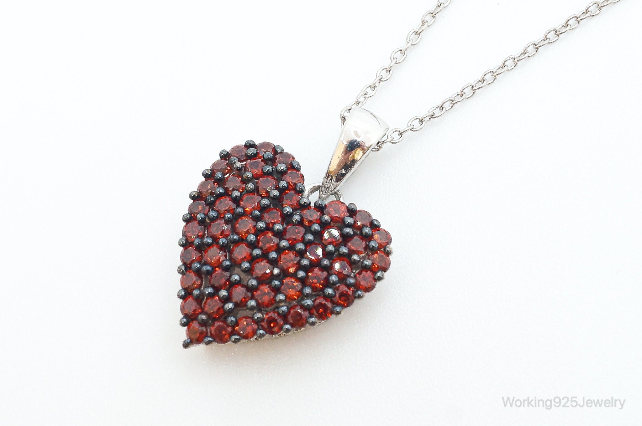 Designer SGL Garnet Heart Sterling Silver Necklace