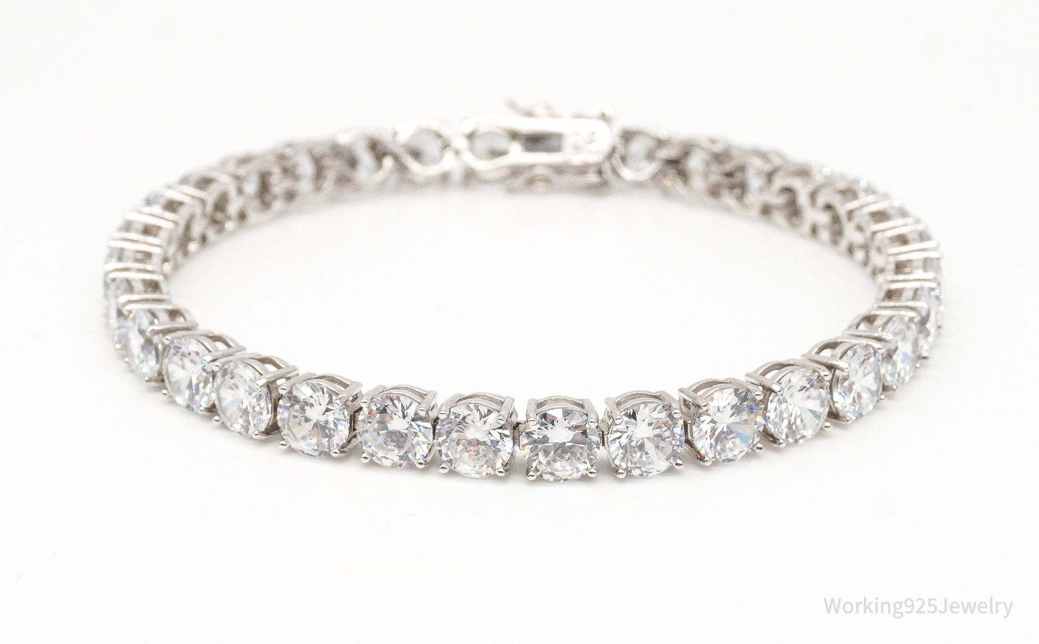 Vintage Designer PAJ Large Cubic Zirconia Sterling Silver Tennis Bracelet