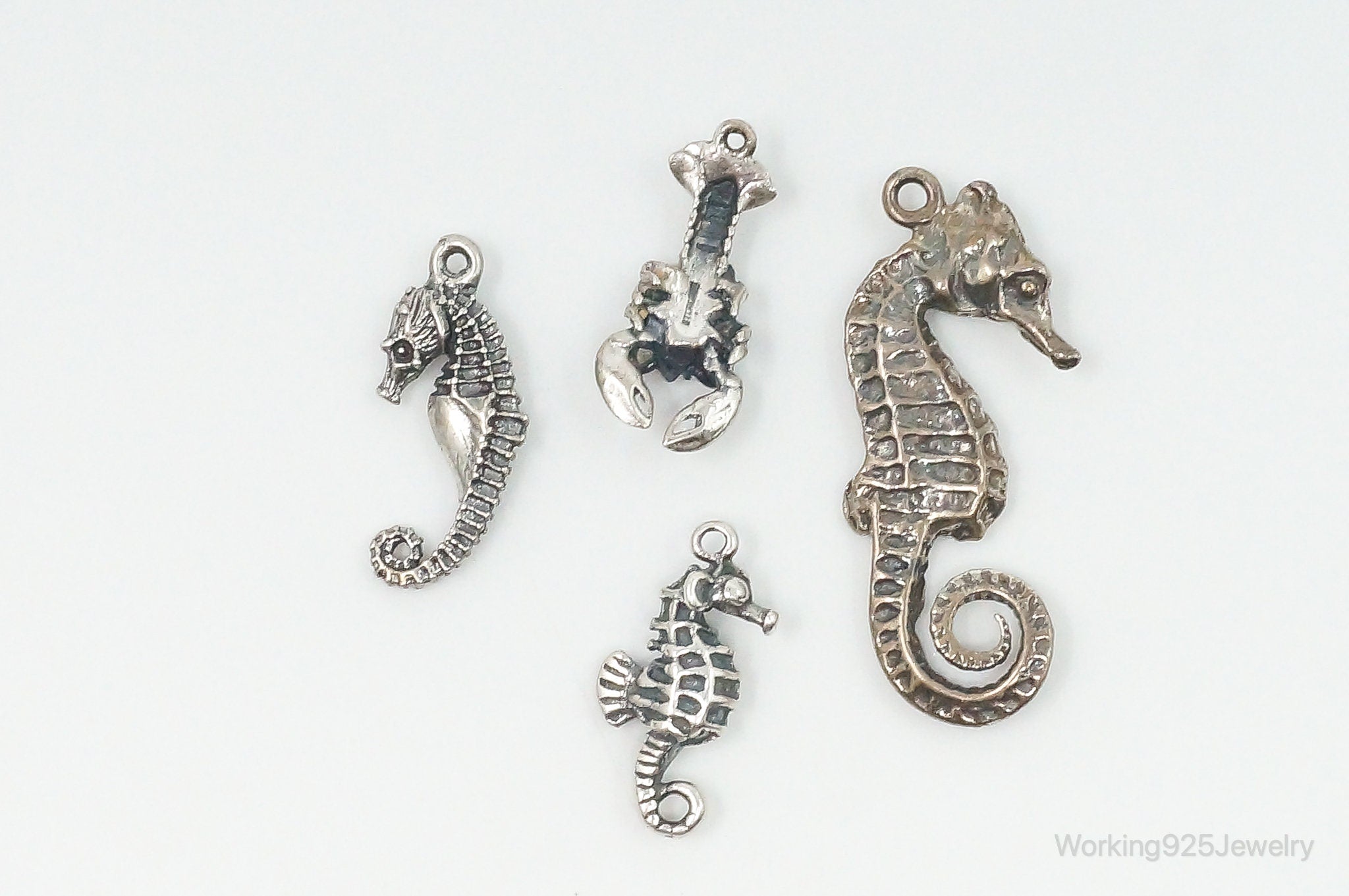 Vintage Antique Seahorses Lobster Ocean Sea Life Sterling Silver Charms Lot