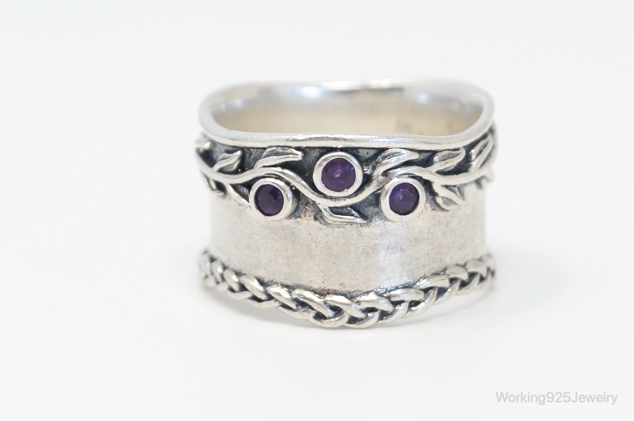 Designer Paz PZ Israel Amethyst Vine Sterling Silver Ring Size 10