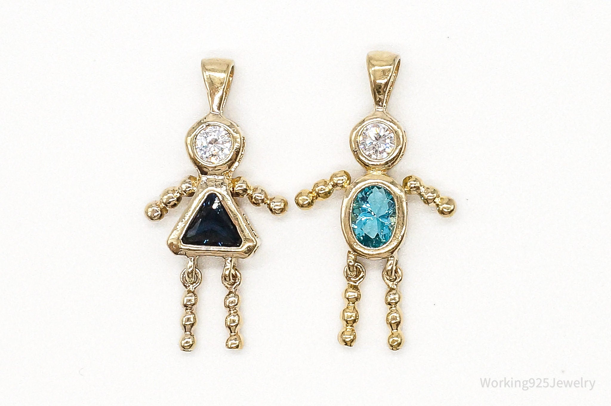 Gold Vermeil Cubic Zirconia Blue Topaz Sapphire Sterling Silver Pendants