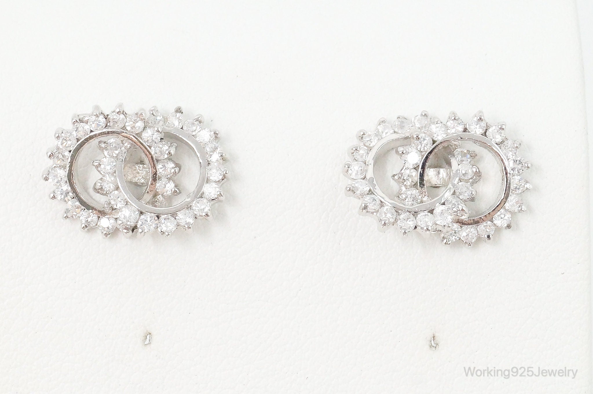 Vintage Cubic Zirconia Sterling Silver Earrings