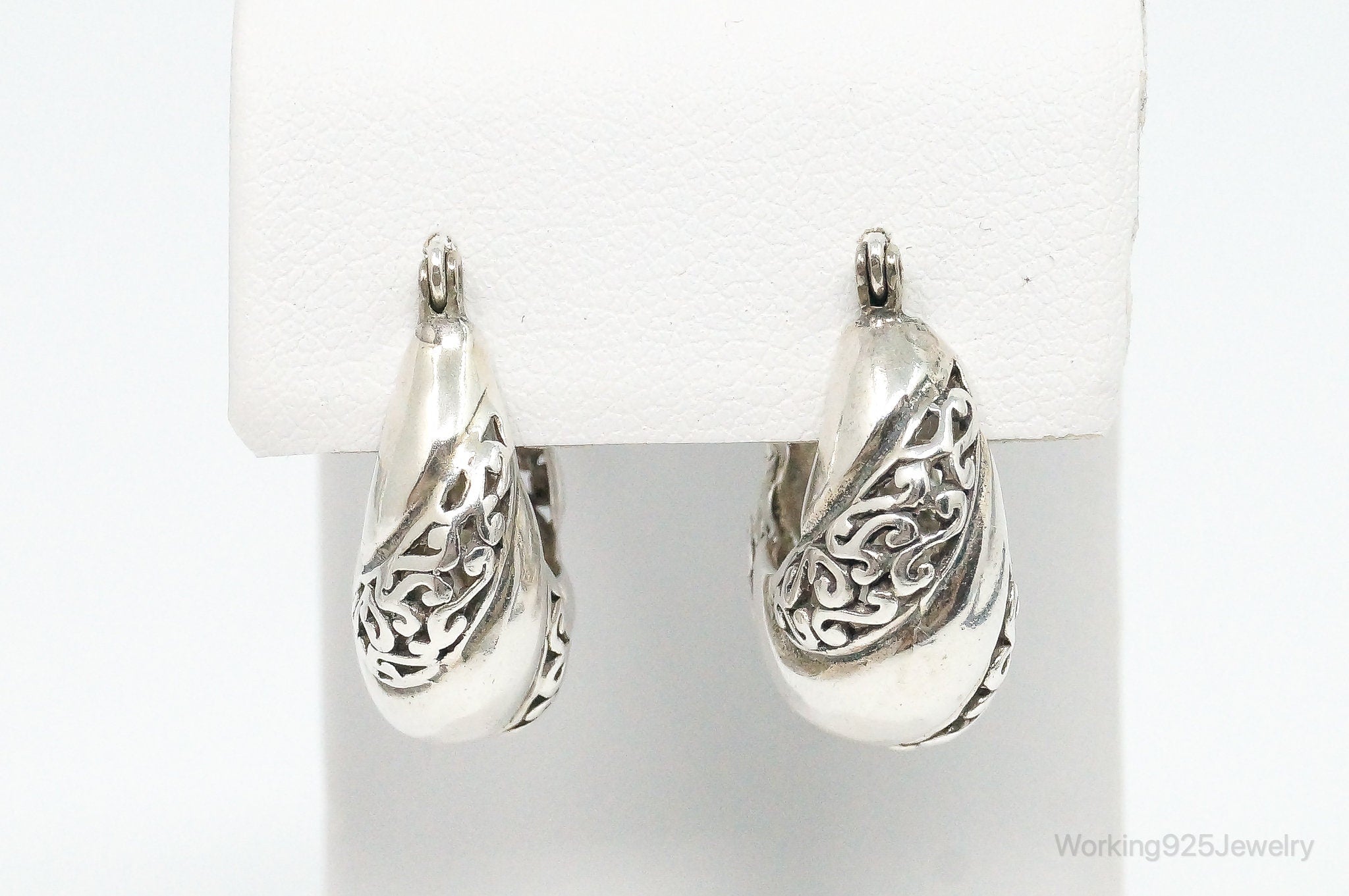 Vintage Bali Inspired Scroll Sterling Silver Earrings