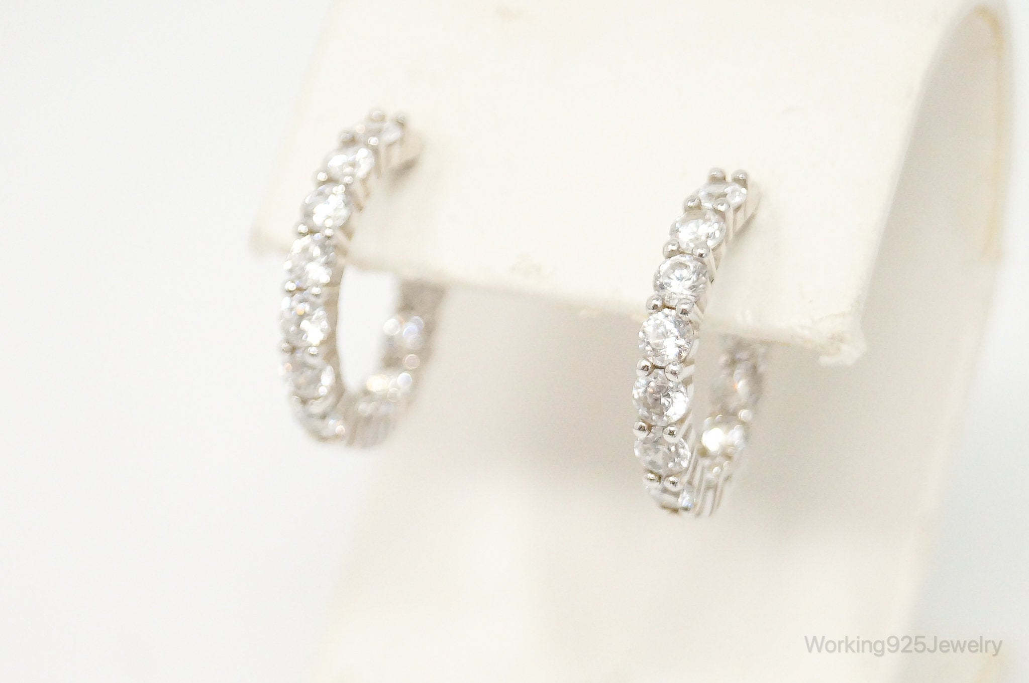 Cubic Zirconia Sterling Silver Hoop Earrings