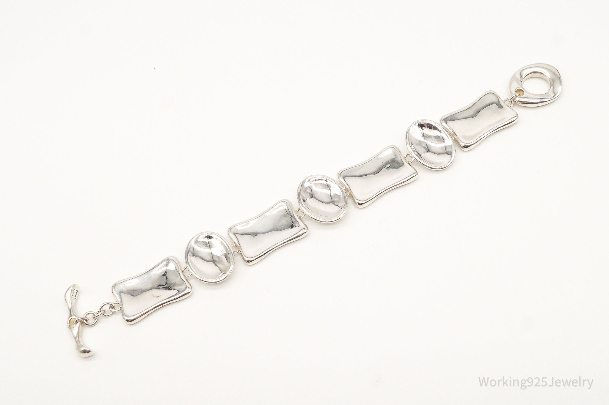 Designer Robert Lee Morris Modernist Sterling Silver Toggle Bracelet