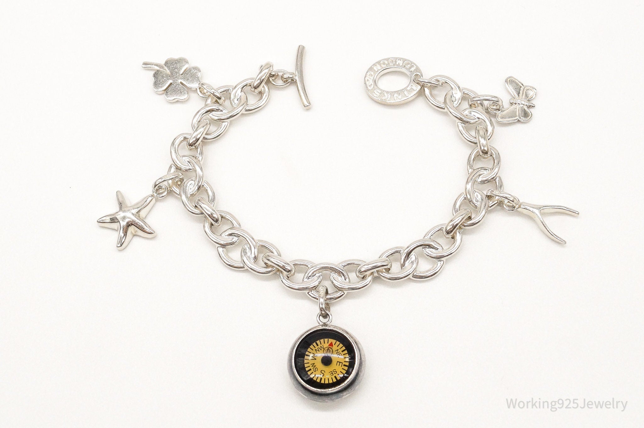 Designer London Links Charms Sterling Silver Bracelet
