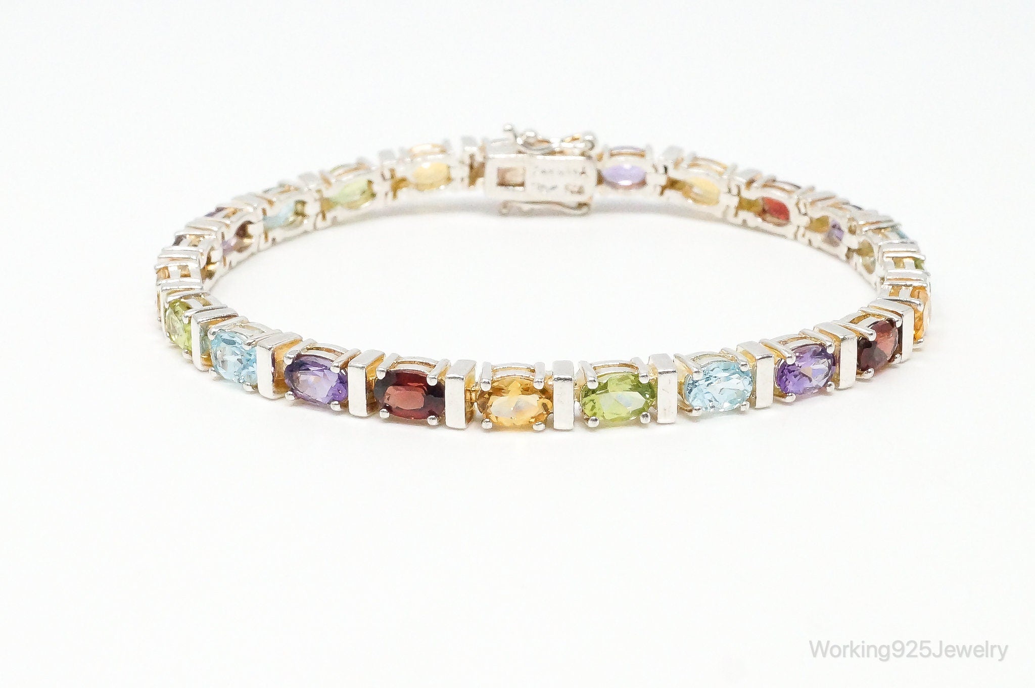 Vintage Designer Multi Gem Sterling Silver Bracelet