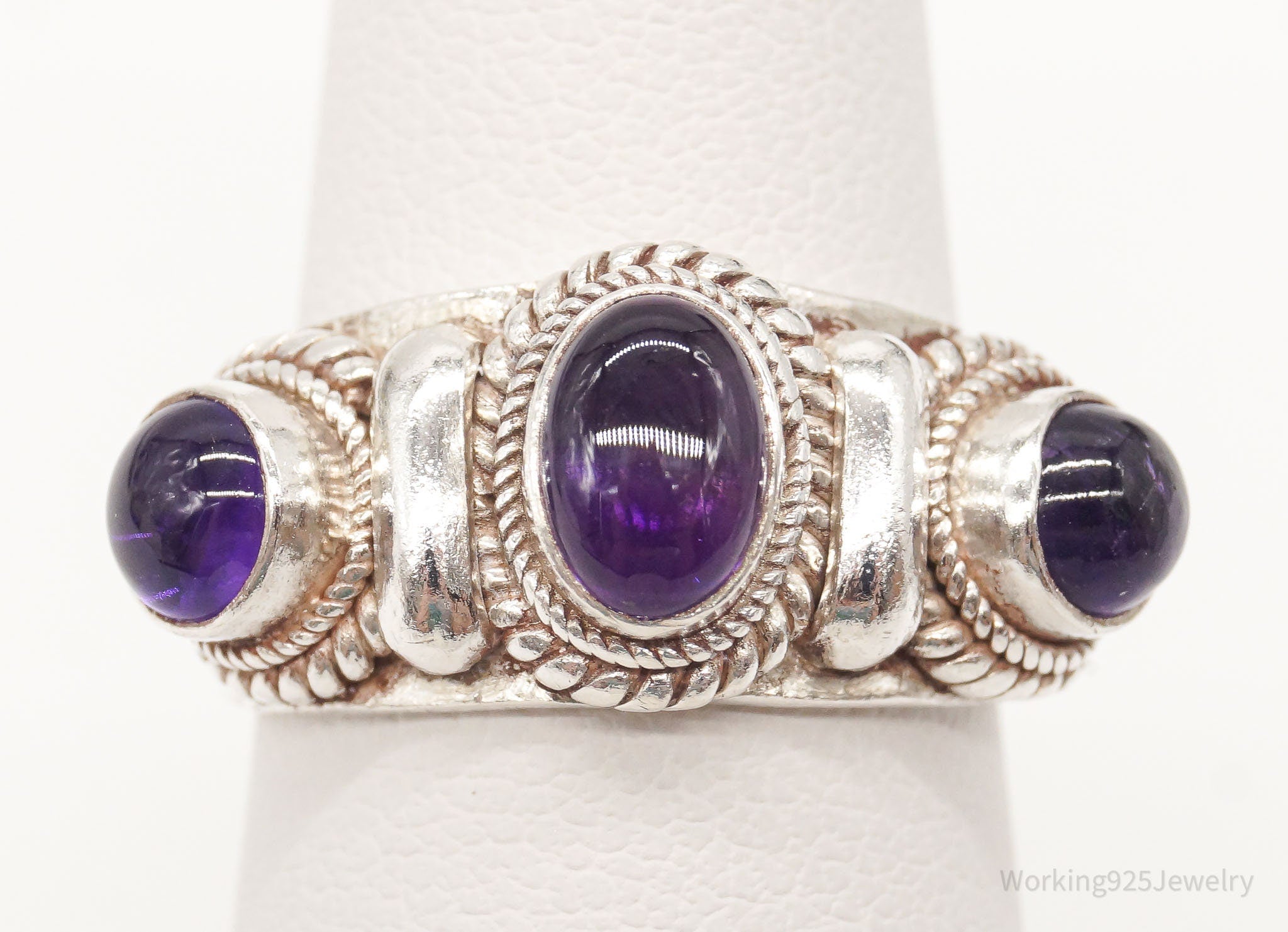 Vintage Amethyst Sterling Silver Ring - Size 6