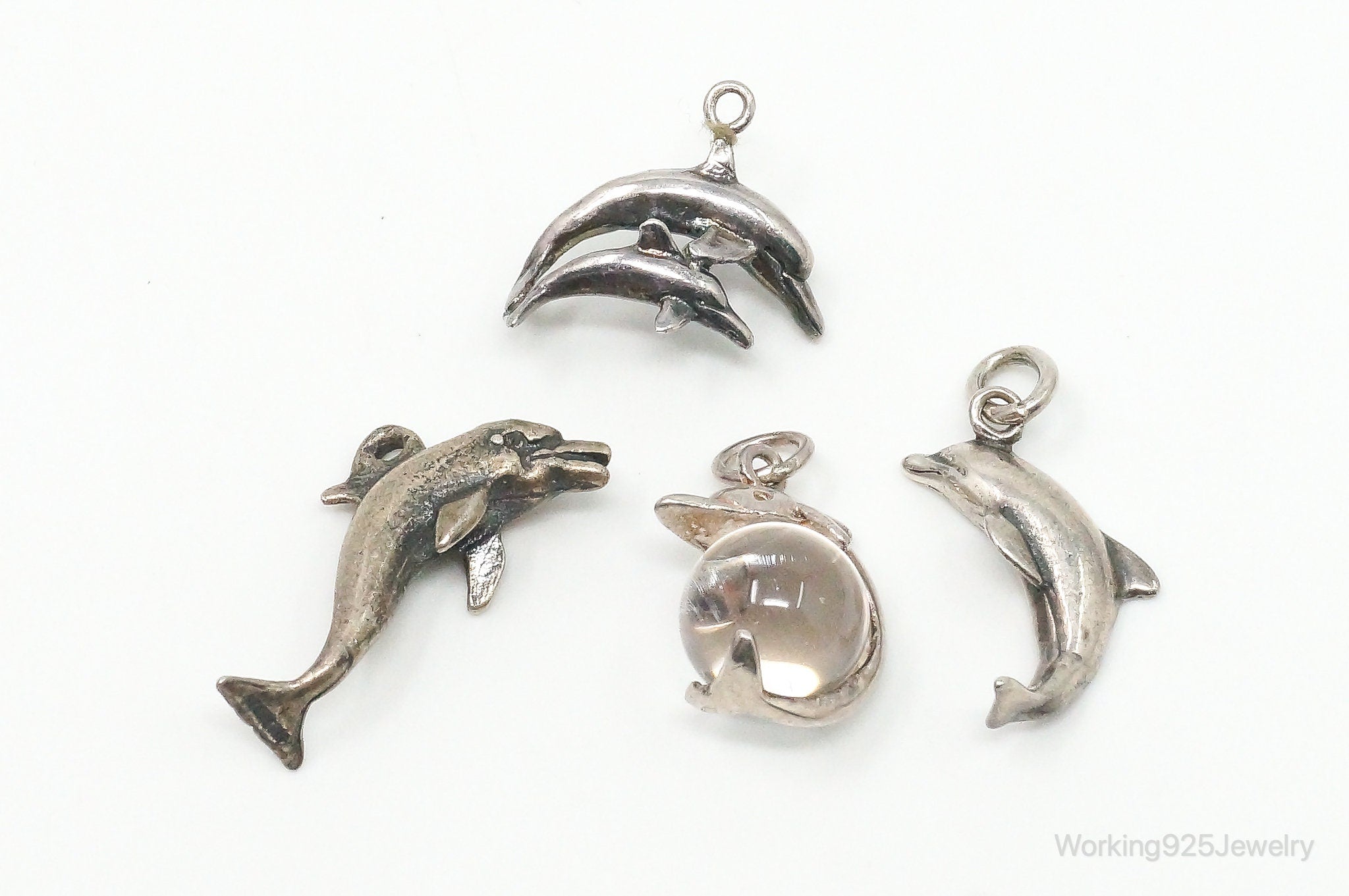 Vintage Antique Ocean Sea Life Dolphins Sterling Silver Charms Lot