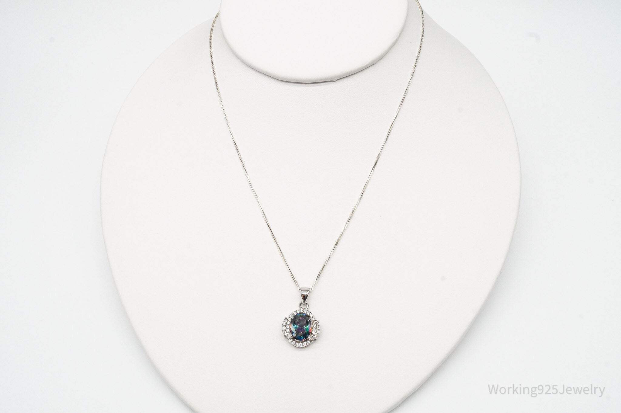 Mystic Topaz Cubic Zirconia Sterling Silver Necklace