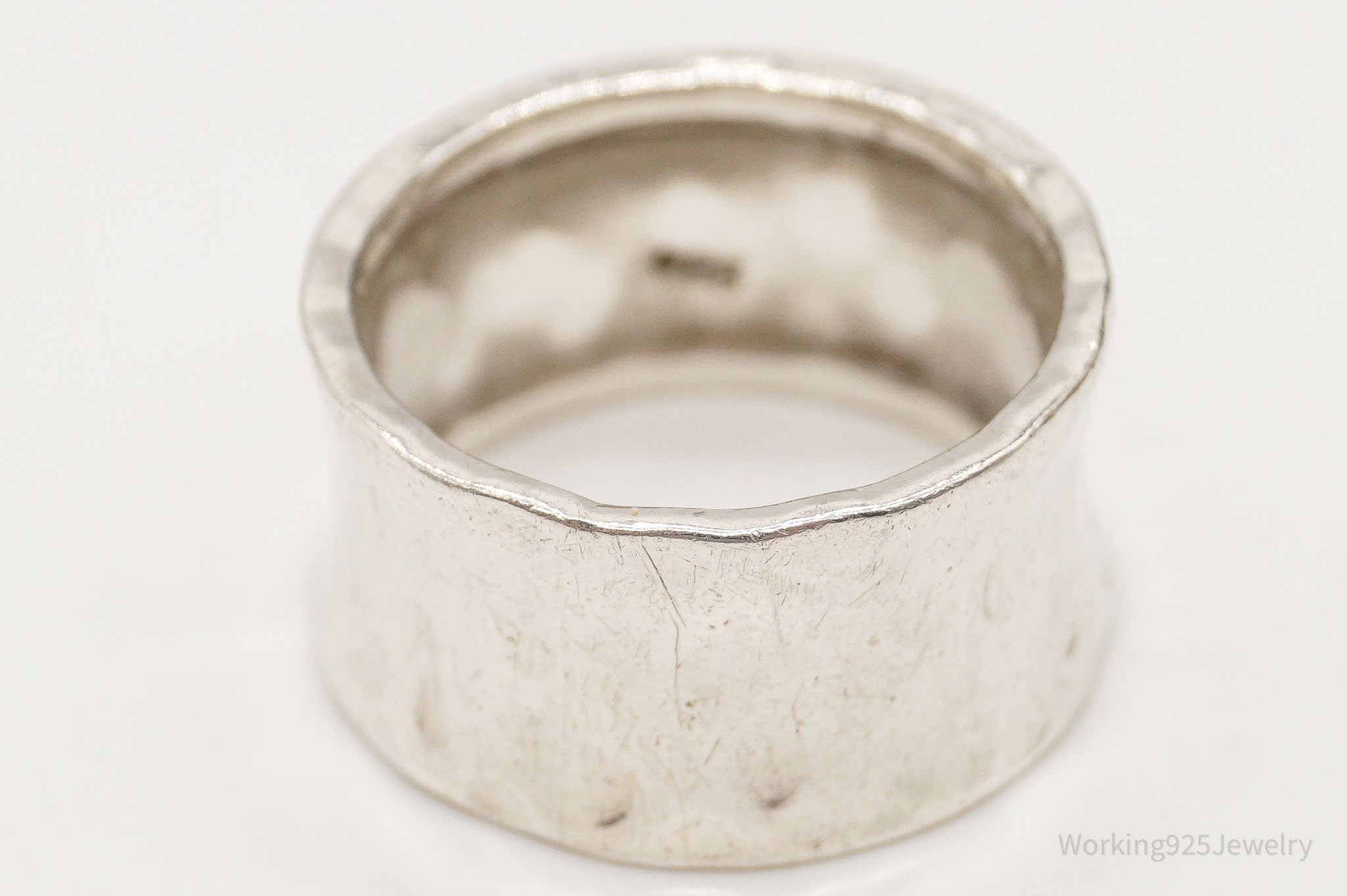 Vintage Hammered Style Sterling Silver Band Ring - Size 10.25