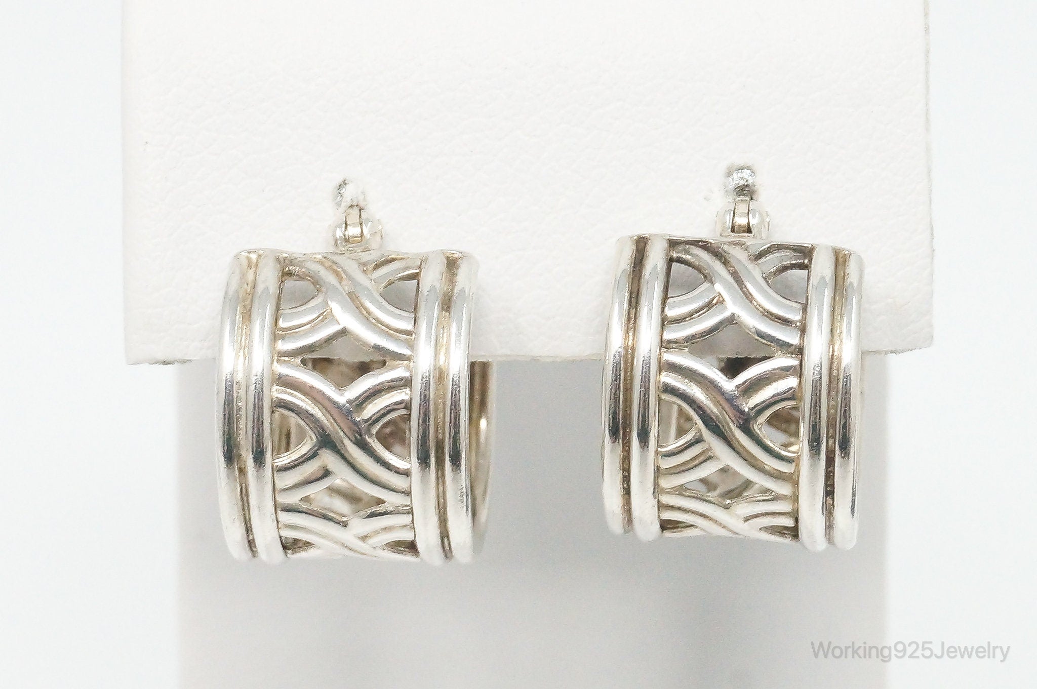 Vintage Cut Out Sterling Silver Hoop Earrings