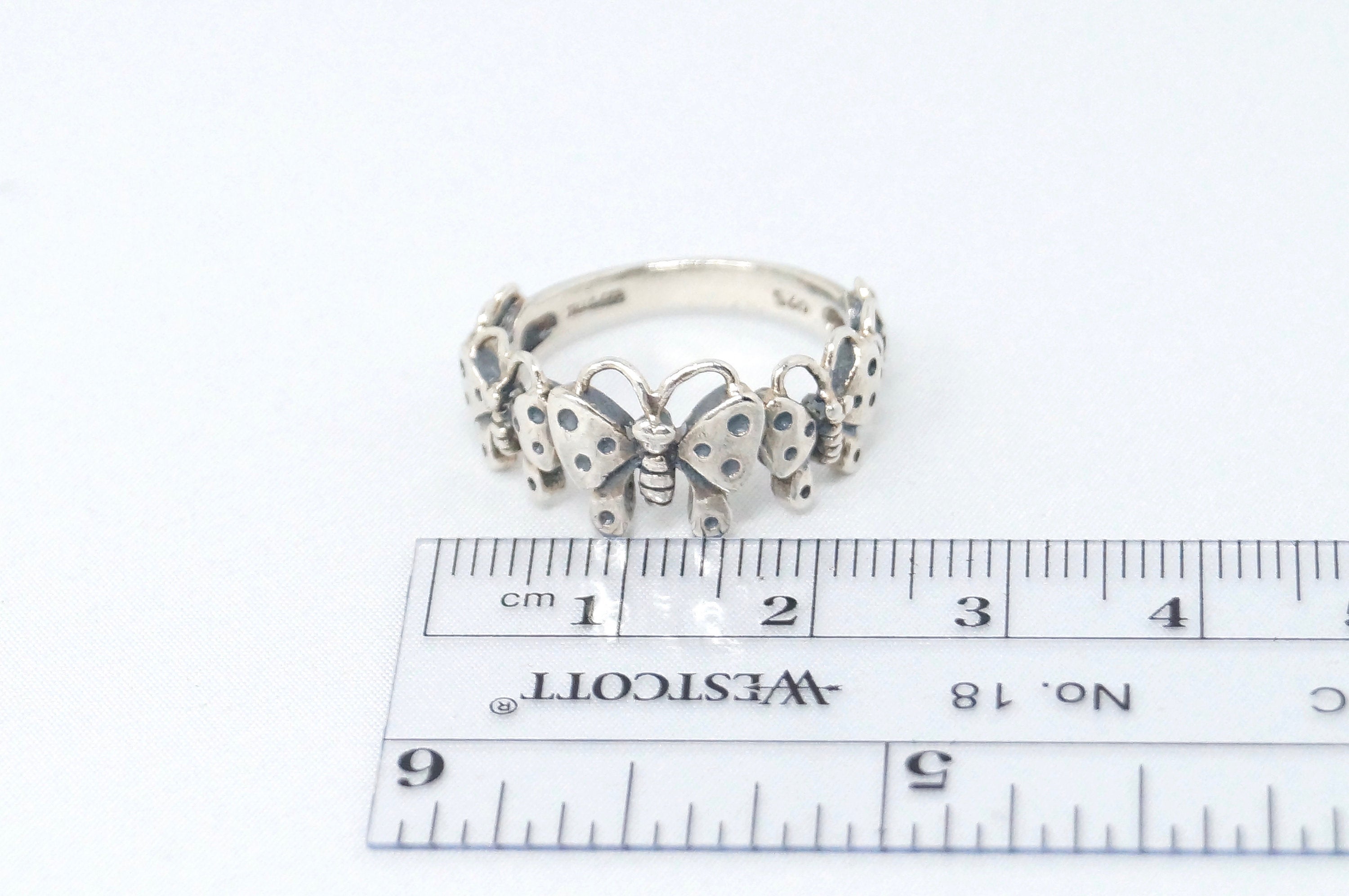 Vintage Butterfly Sterling Silver Band Ring - Size 8