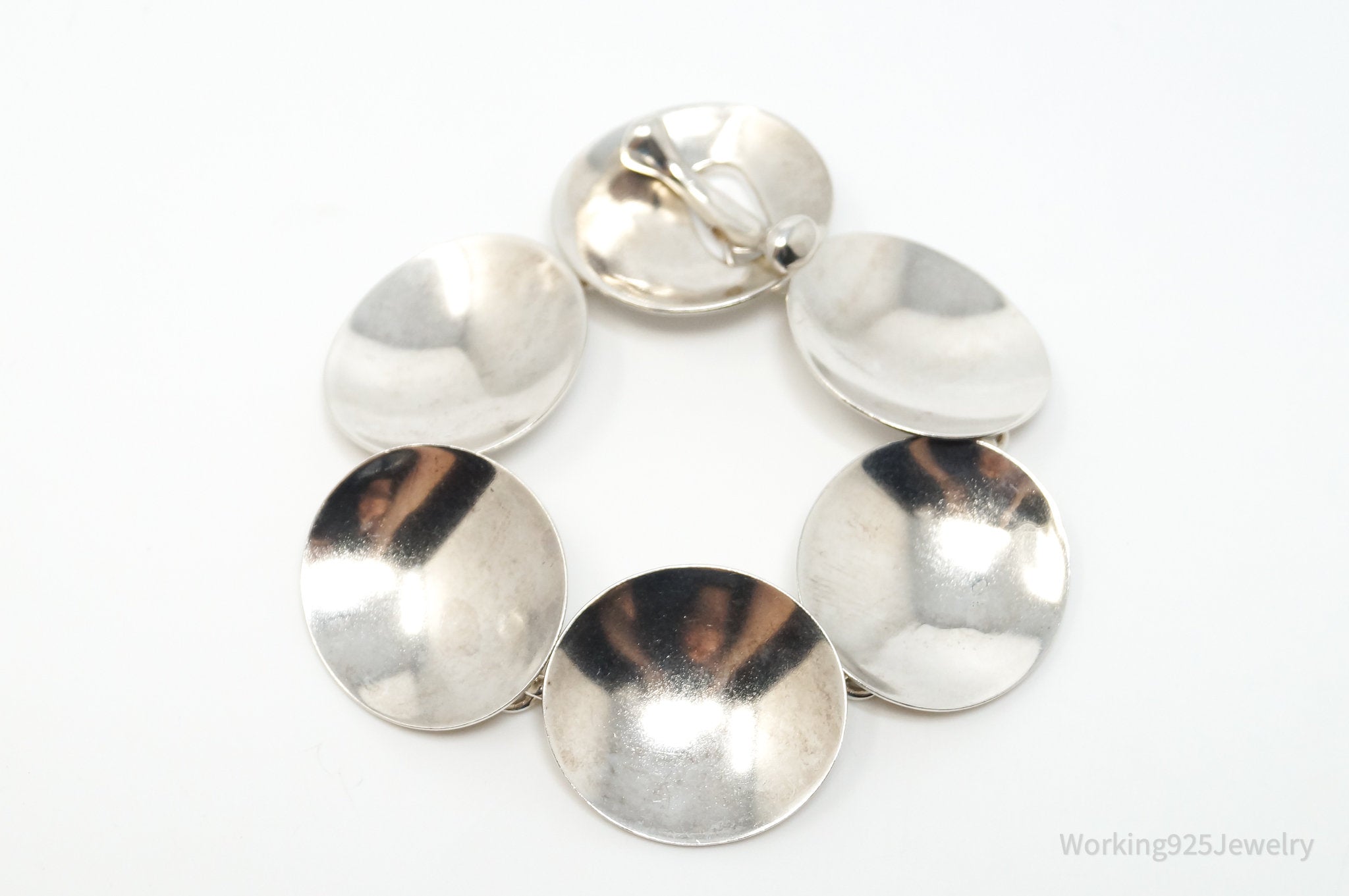 Vintage Designer Robert Lee Morris RLM Modernist Disc Sterling Silver Bracelet