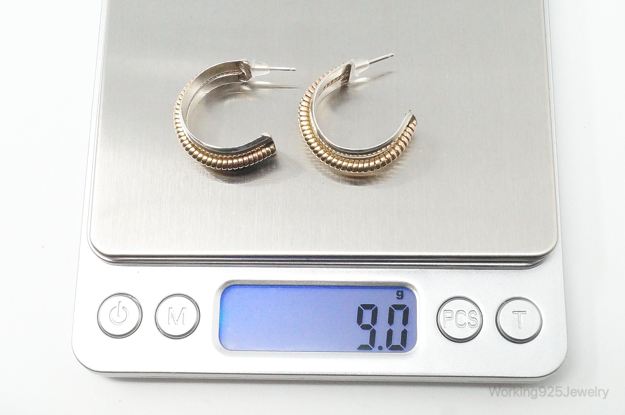 Vintage 12K GF Coil Spring Sterling Silver Hoop Earrings