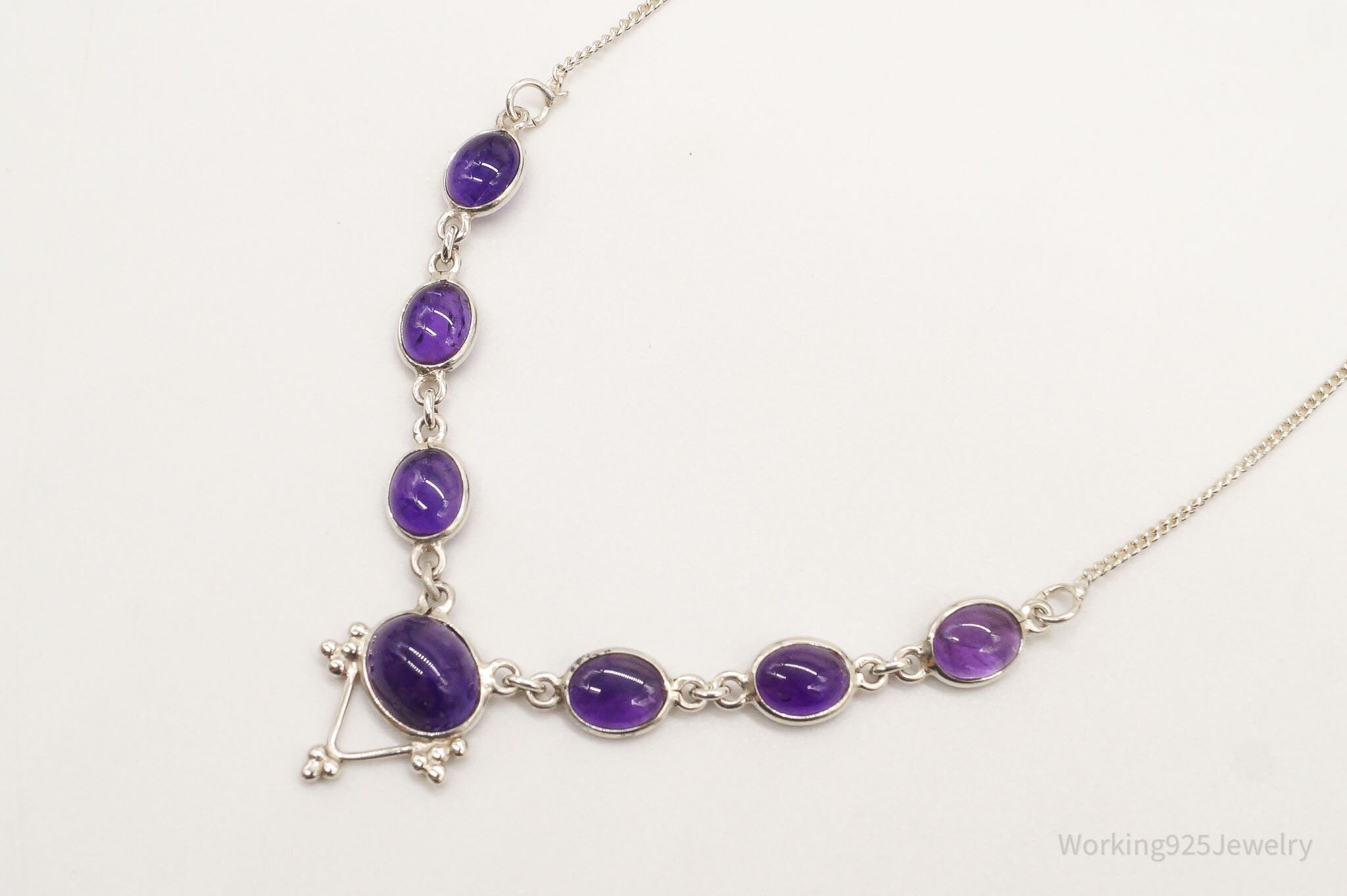 Vintage Amethyst Bib Style Silver Necklace