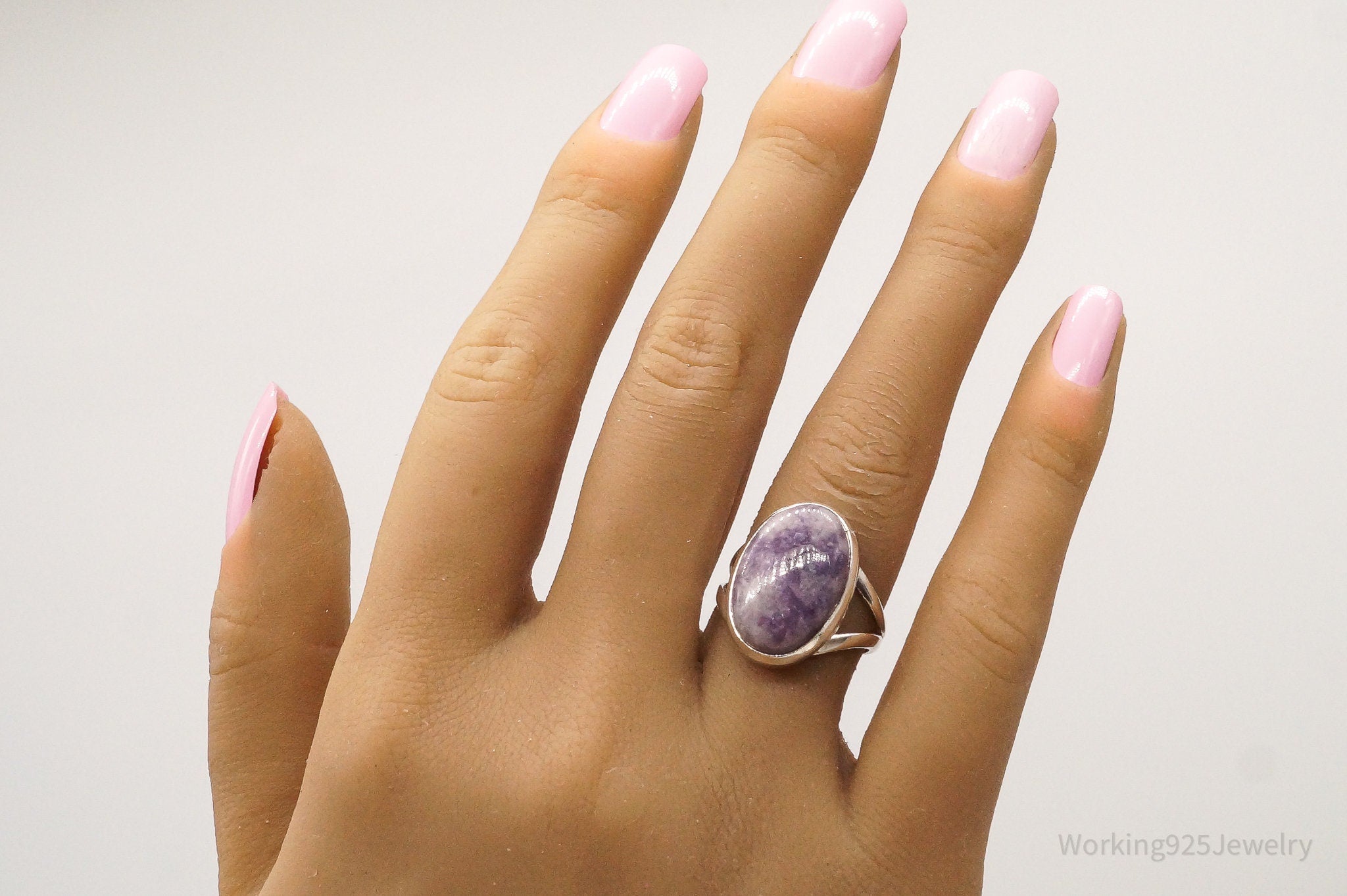 Vintage Amethyst Sterling Silver Ring - Size 6.75