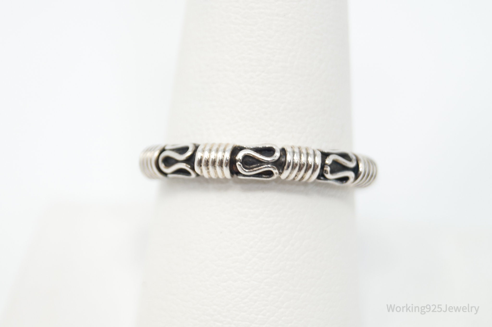 Vintage Designer BA Suarti Ornate Stack Stacker Sterling Silver Ring - Size 9