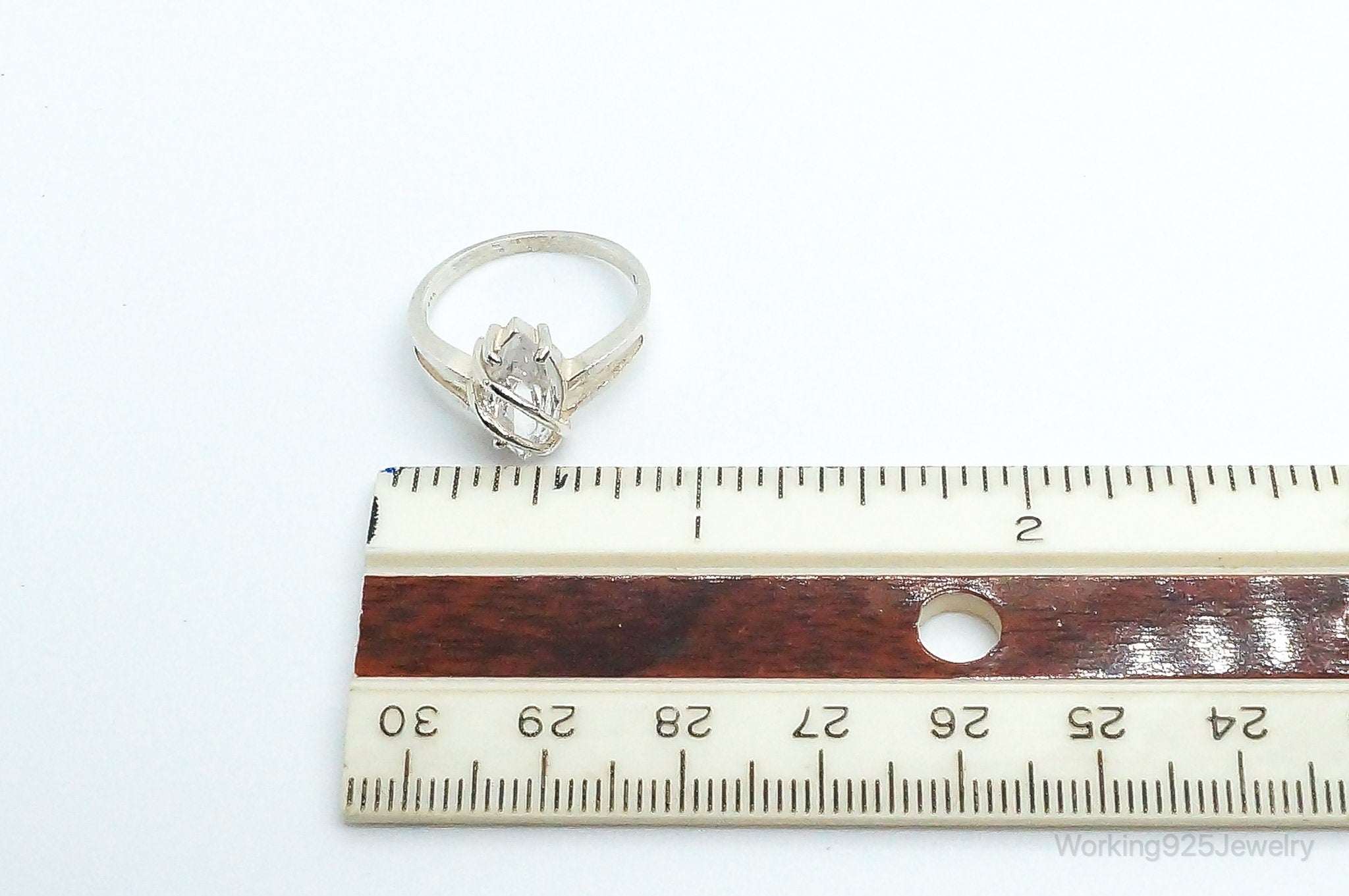 Vintage Cubic Zirconia Sterling Silver Ring - Size 7.25