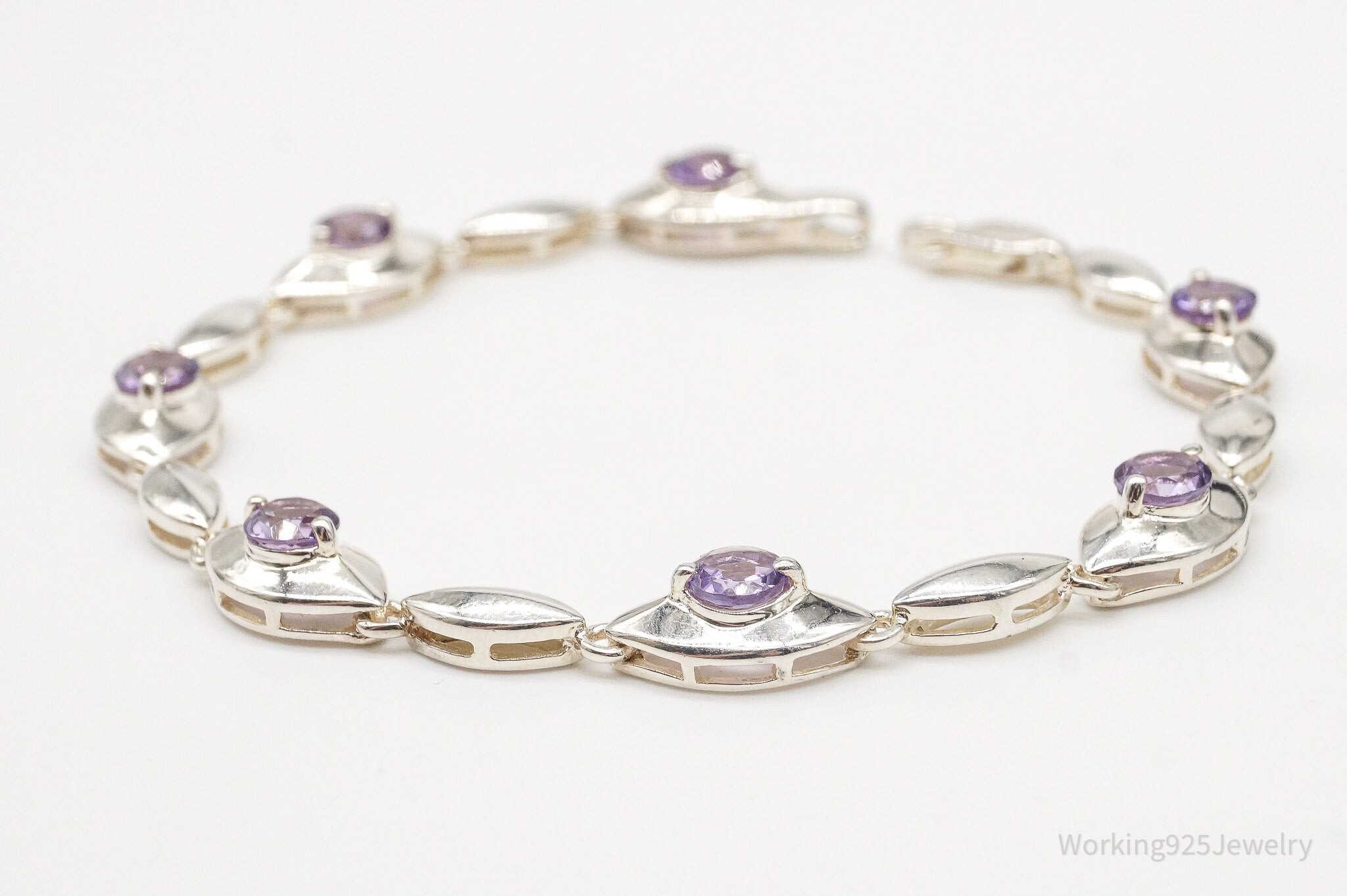 Vintage Amethyst Sterling Silver Bracelet