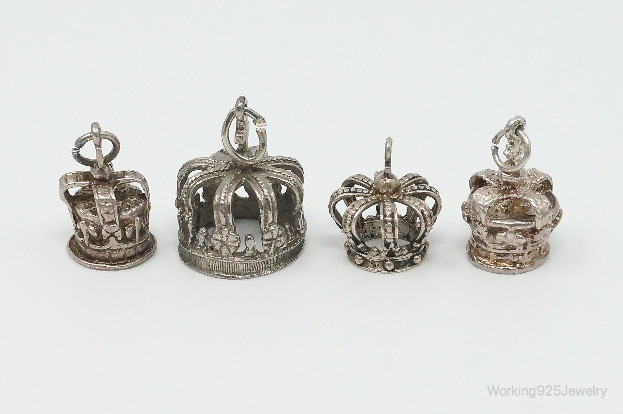 Vintage Antique Crowns Sterling Silver Charms