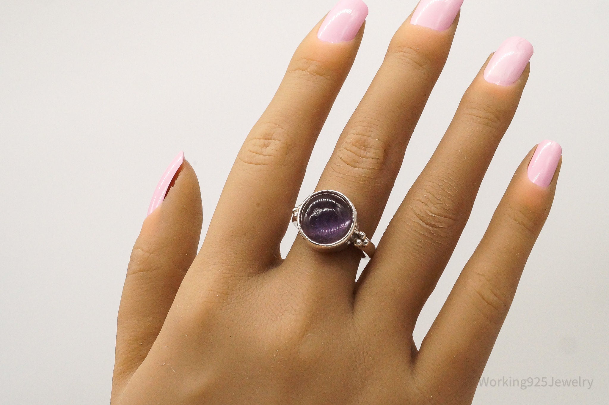 Vintage Amethyst Sterling Silver Ring - Size 8.75