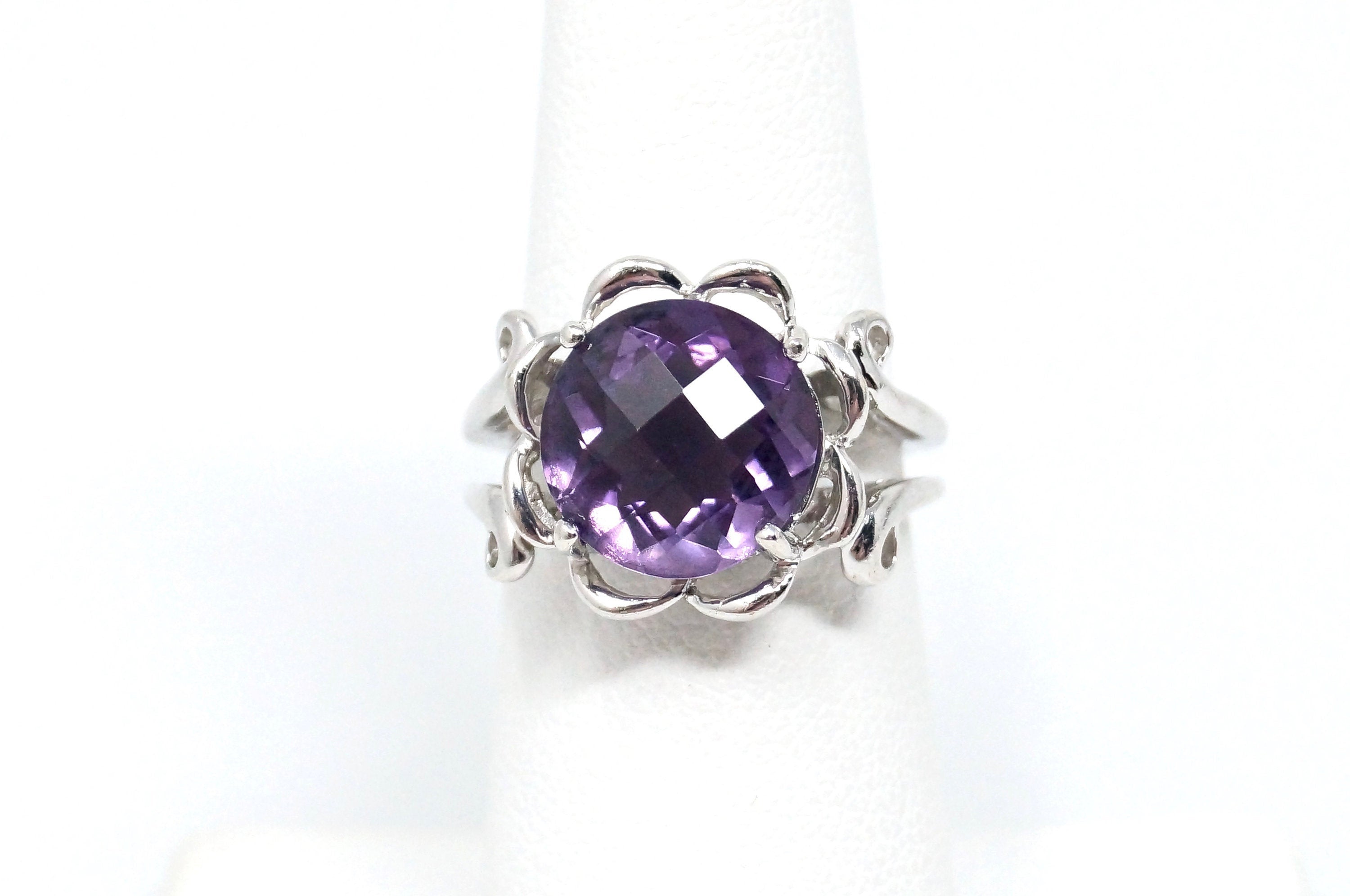 Vintage BADAVICI Roaring Twenties Style Amethyst Ring SS- Size 6