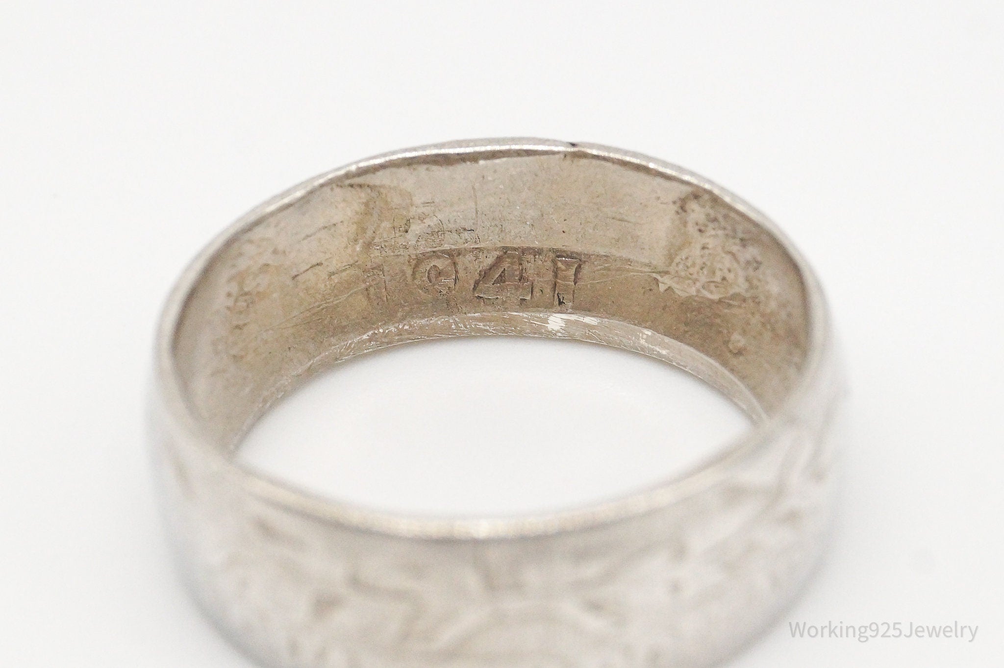 Vintage 1941 Washington Quarter Coin Silver Ring - Size 6.75