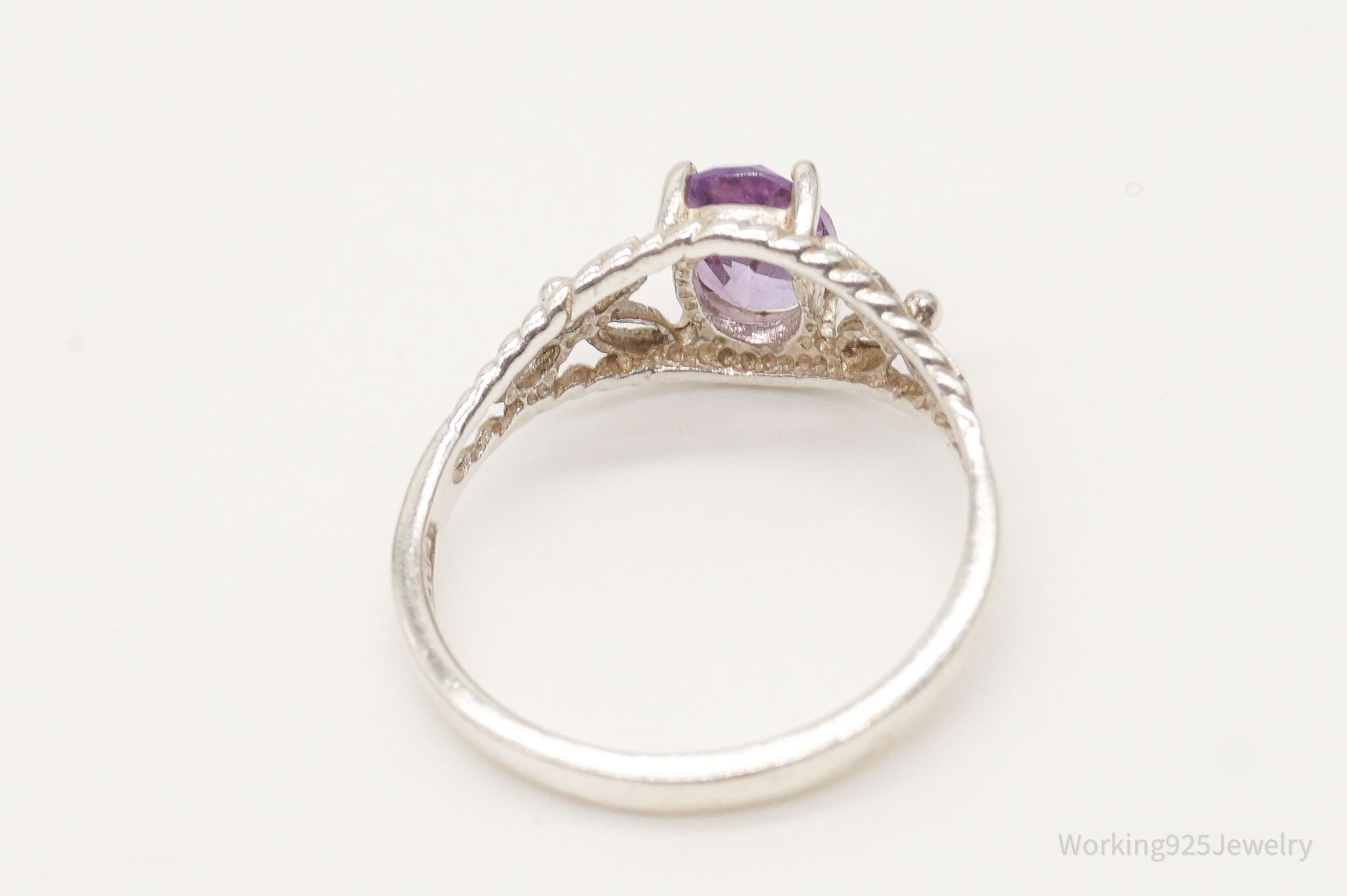 Vintage Avon Amethyst Sterling Silver Ring - Size 5.75