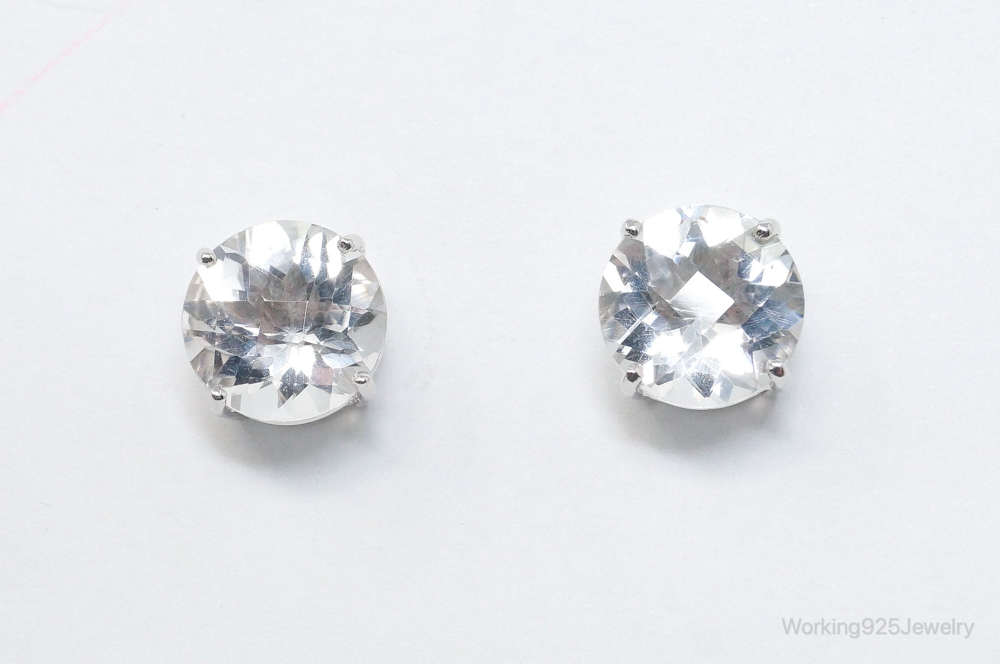 Vintage Large Cubic Zirconia Sterling Silver Earrings