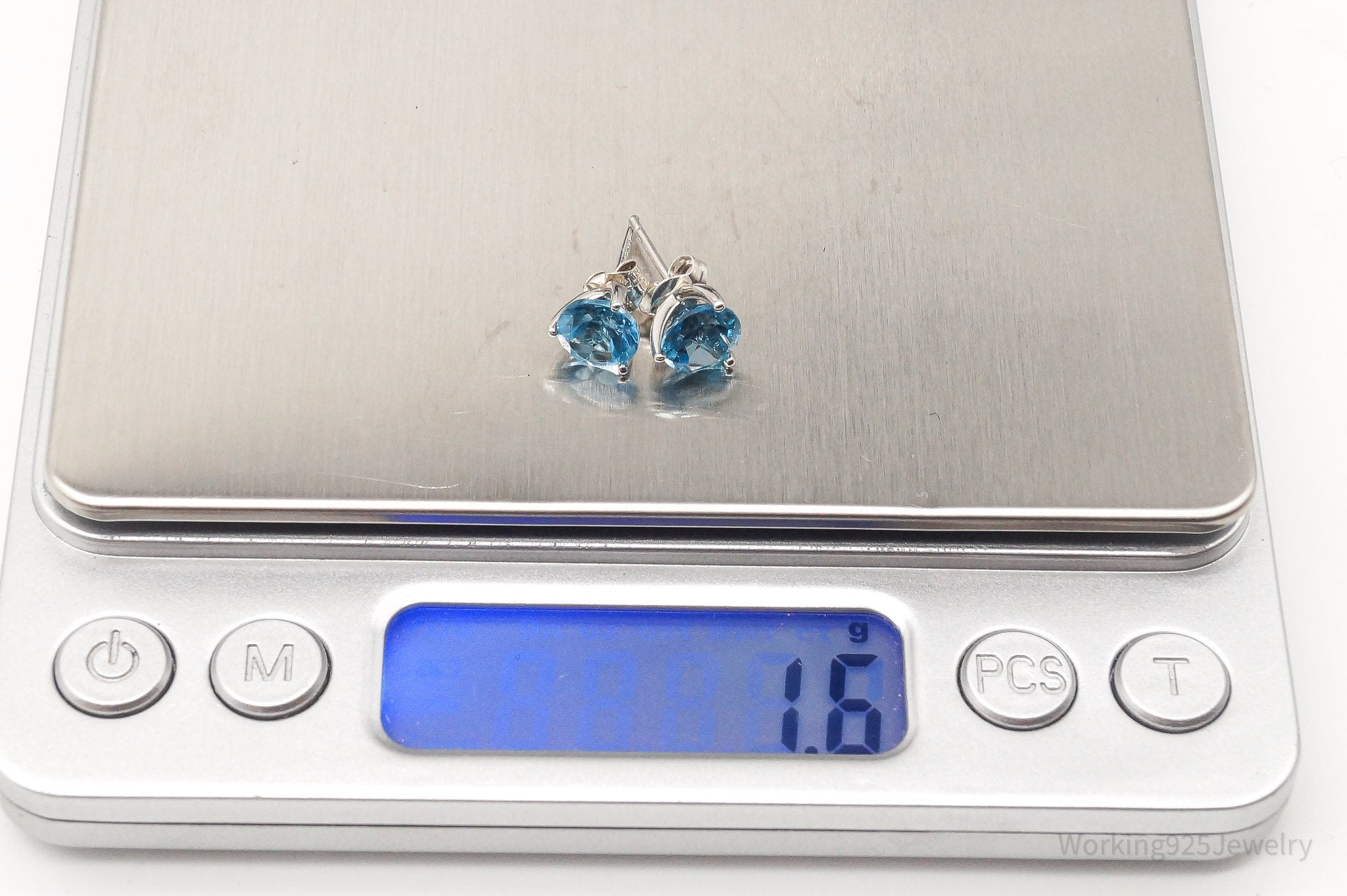 Vintage Blue Topaz Sterling Silver Earrings