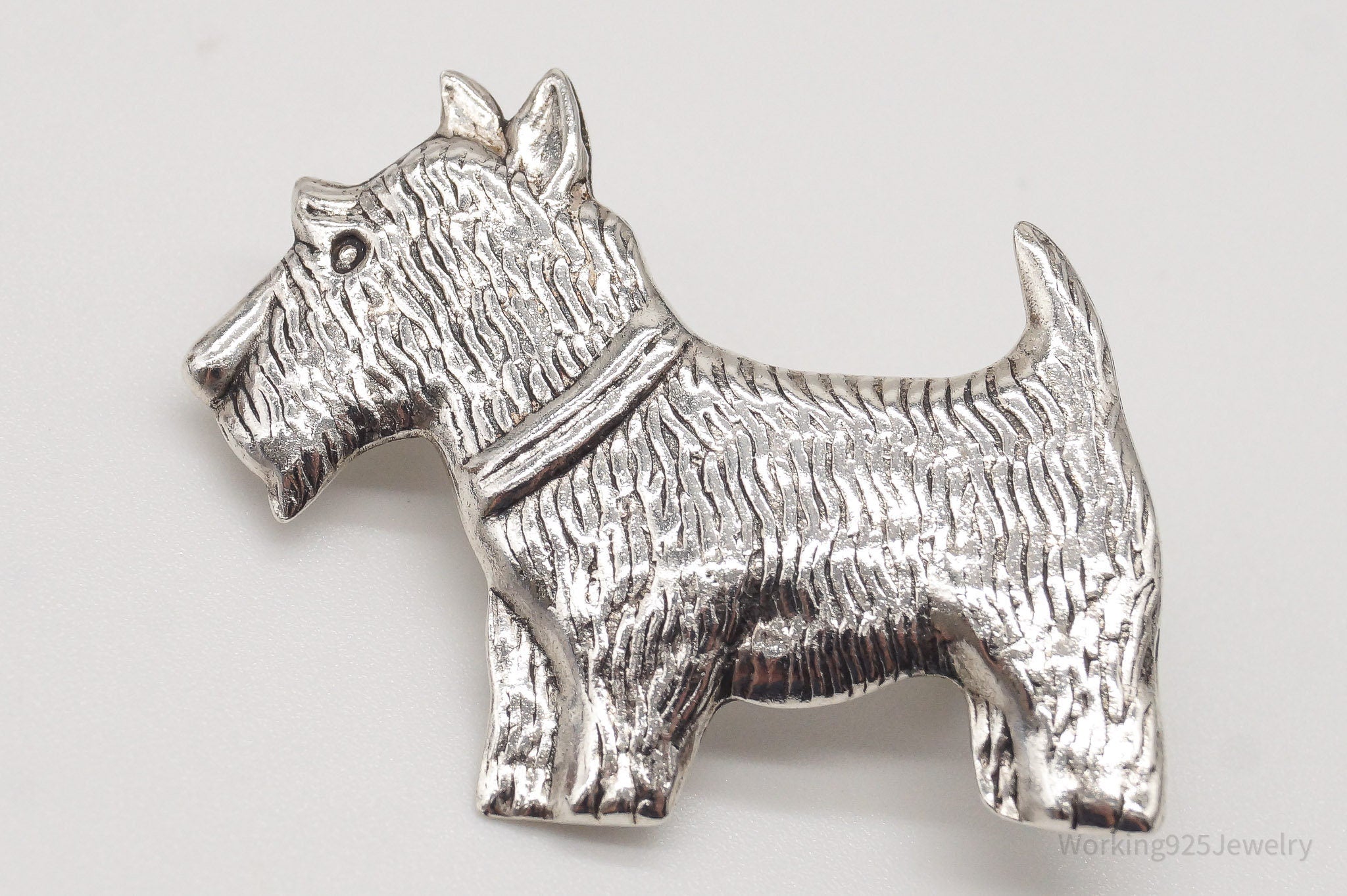 Large Vintage Scottish Scottie Dog Sterling Silver Brooch Pin