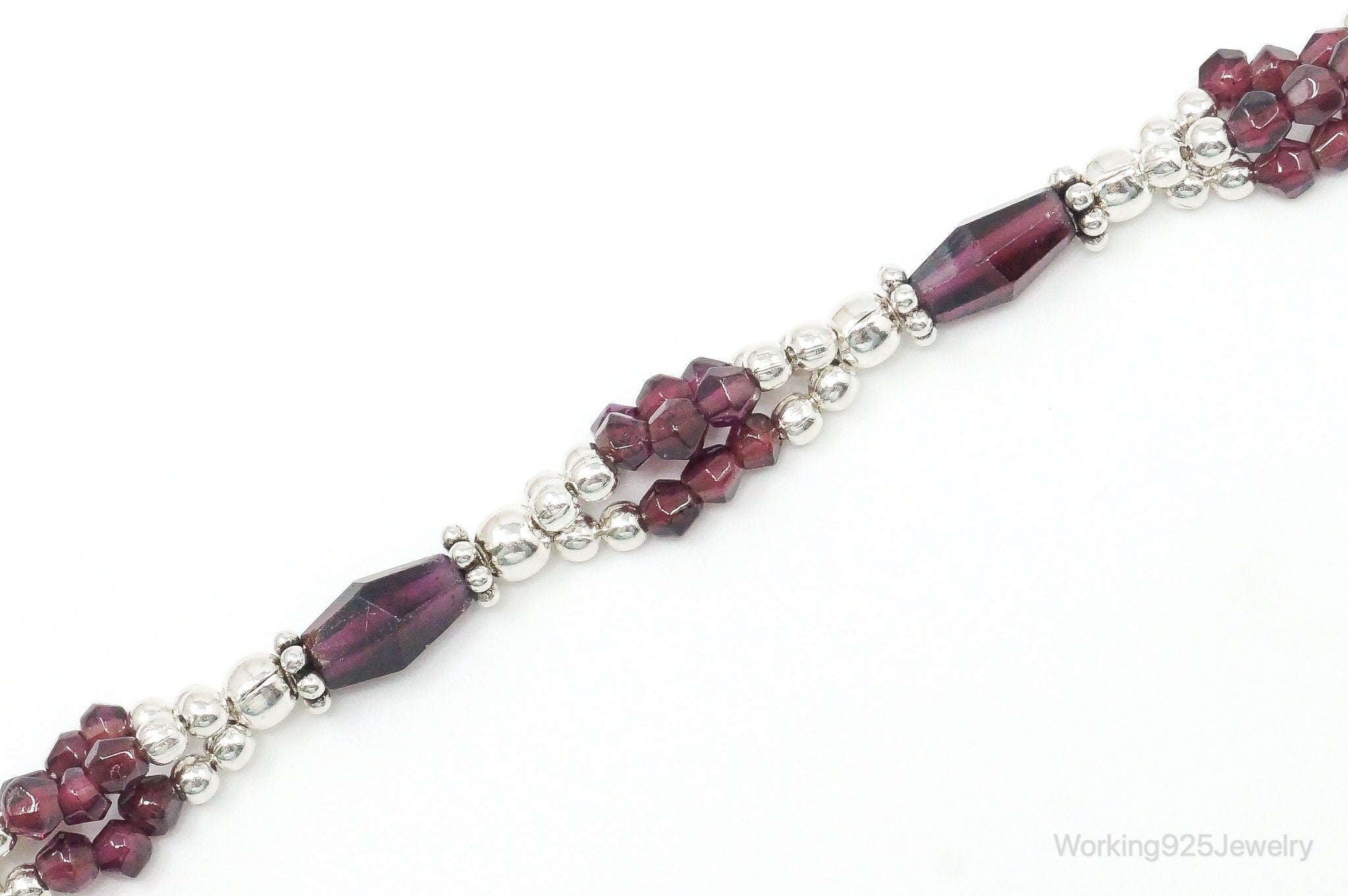 Designer DOUG PAULUS Rhodolite Garnet Sterling Silver Bead Toggle Bracelet