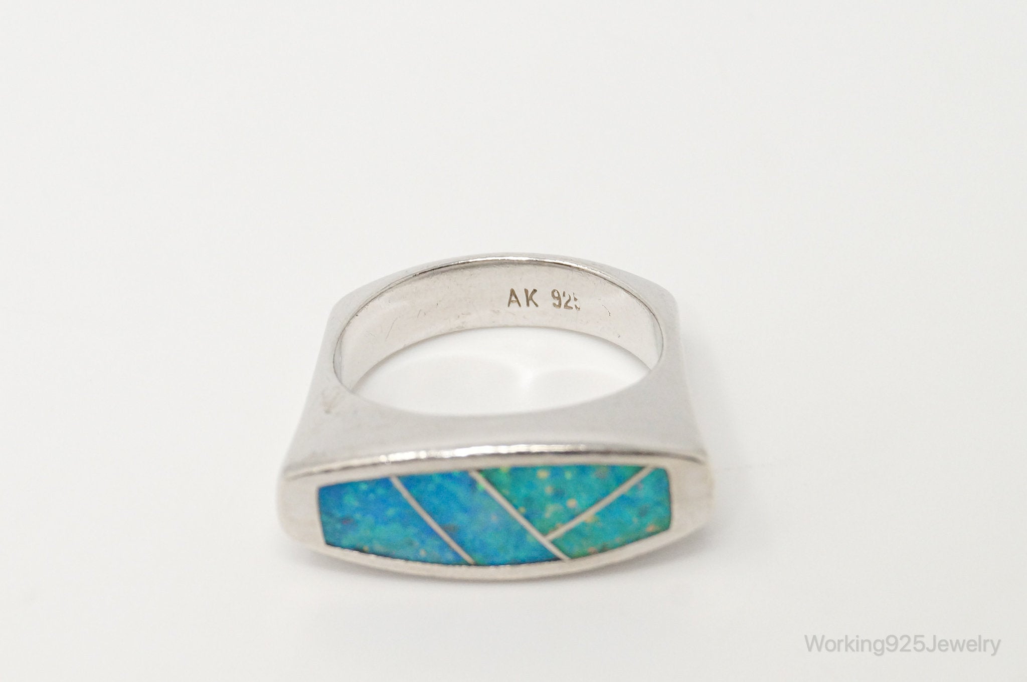 Vintage Designer AK Opal Sterling Silver Ring - Sz 6