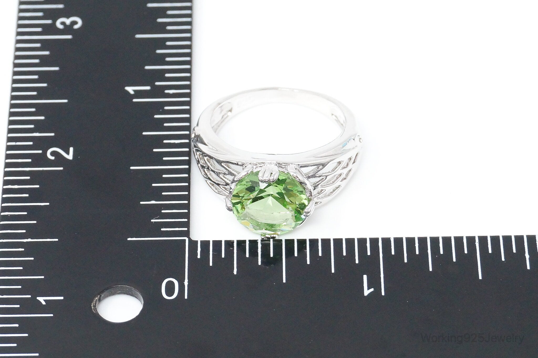 Vintage Green Topaz Sterling Silver Ring - Size 8