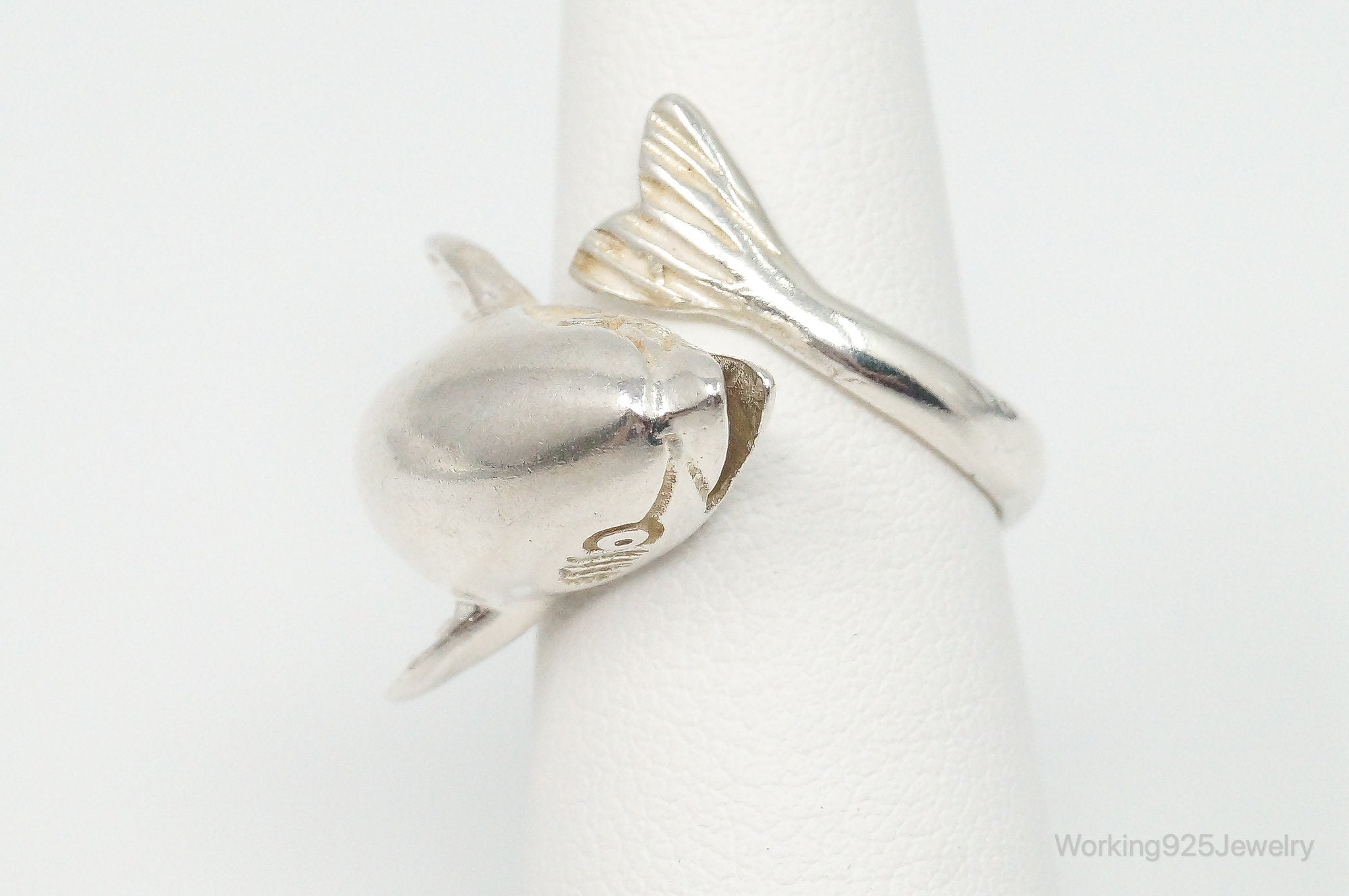 Vintage Dolphin Wrap Sterling Silver Ring - Size 5.25