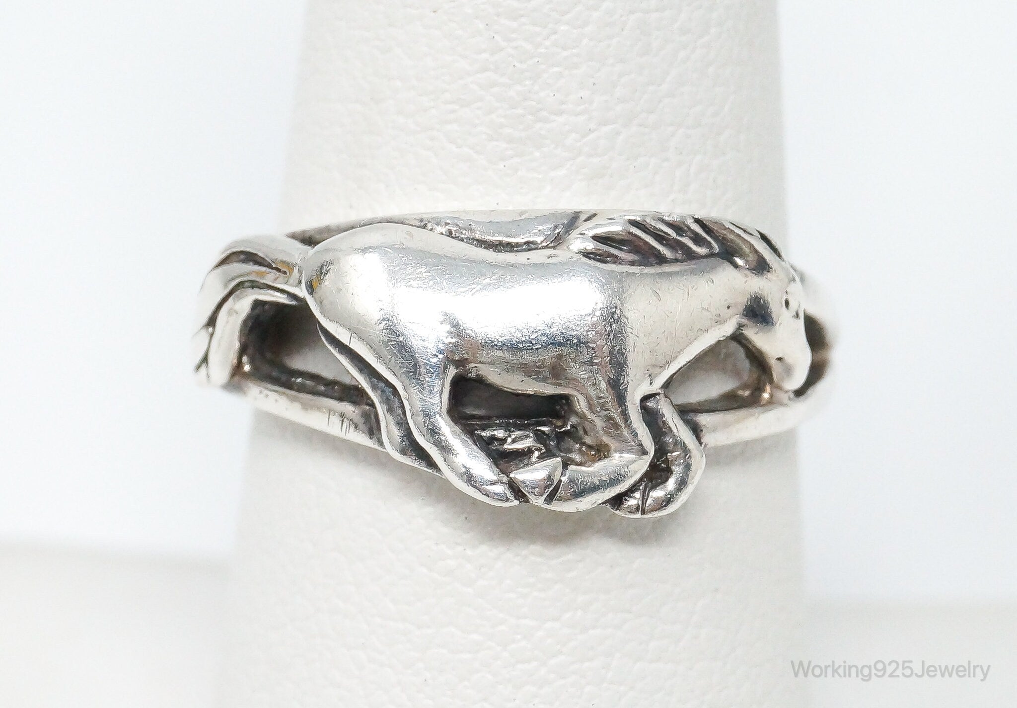 Vintage Galloping Horse Southwestern Sterling Silver Ring - Size 7.75