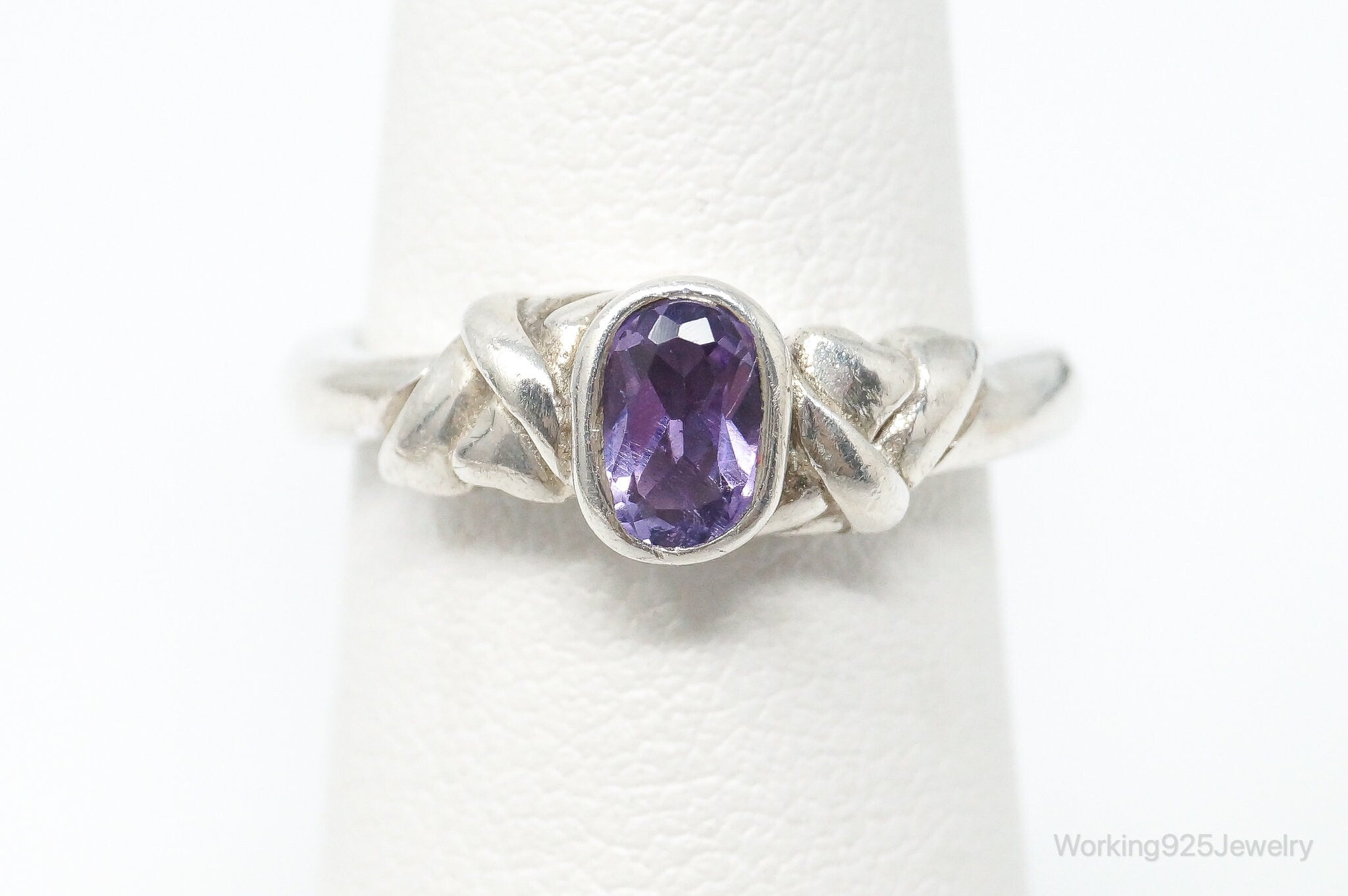 Vintage Amethyst Sterling Silver Ring - Size 4.75