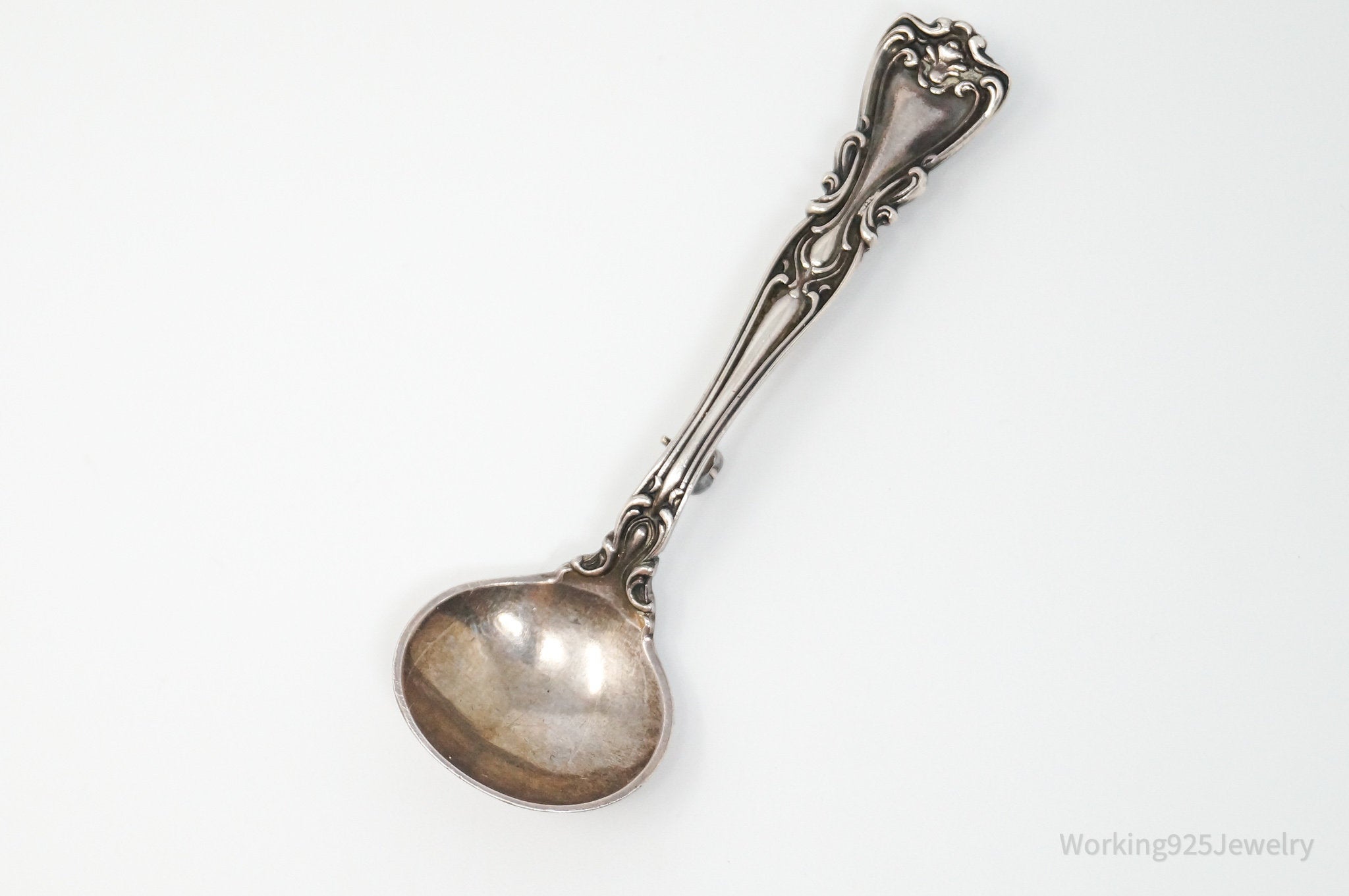 Antique GORHAM Floral Spoon Sterling Silver Brooch Pin