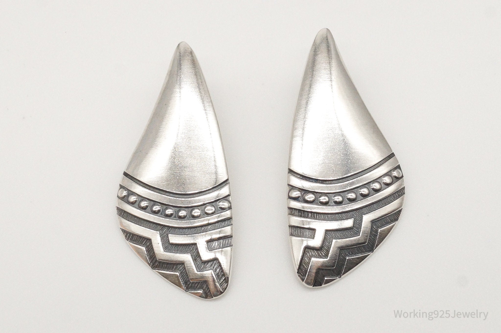 Vintage Designer KABANA Sterling Silver Southwestern Style Earrings